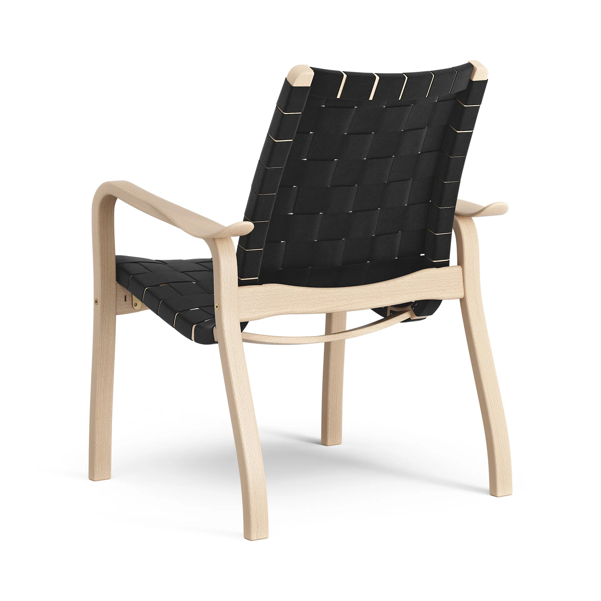 Fauteuil bas Primo hêtre laqué, Noir Swedese