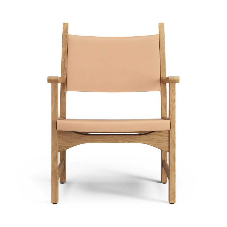 Fauteuil Caryngo, Chêne huilé-cuir nature Swedese