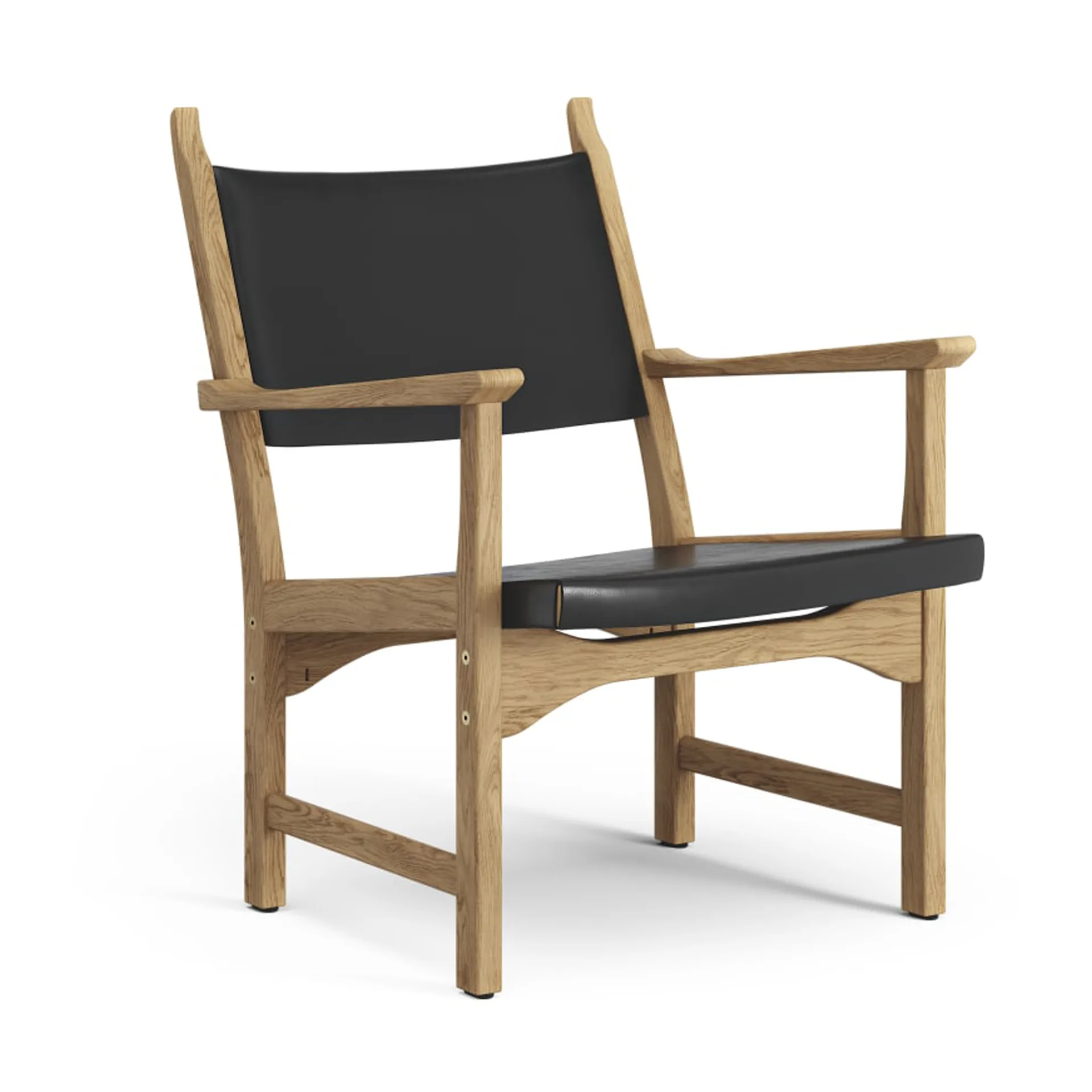 Fauteuil Caryngo, Chêne huilé-cuir noir Swedese