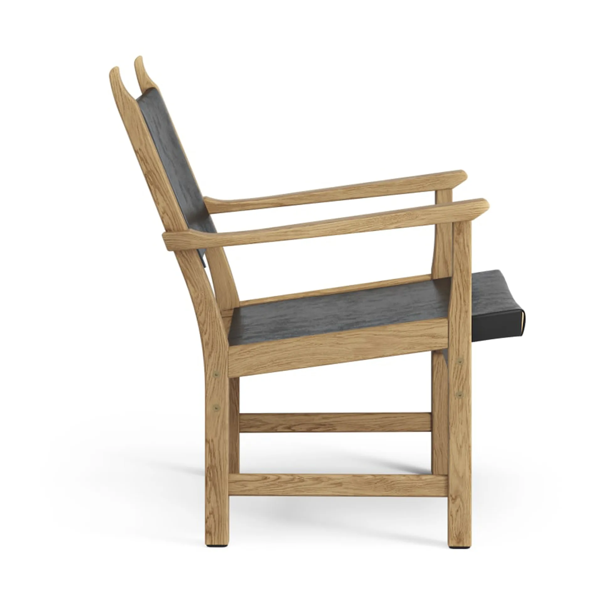 Fauteuil Caryngo, Chêne huilé-cuir noir Swedese