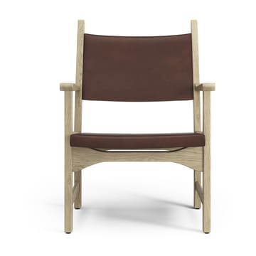 Fauteuil Caryngo - Chêne laqué nature-cuir brun rouge - Swedese