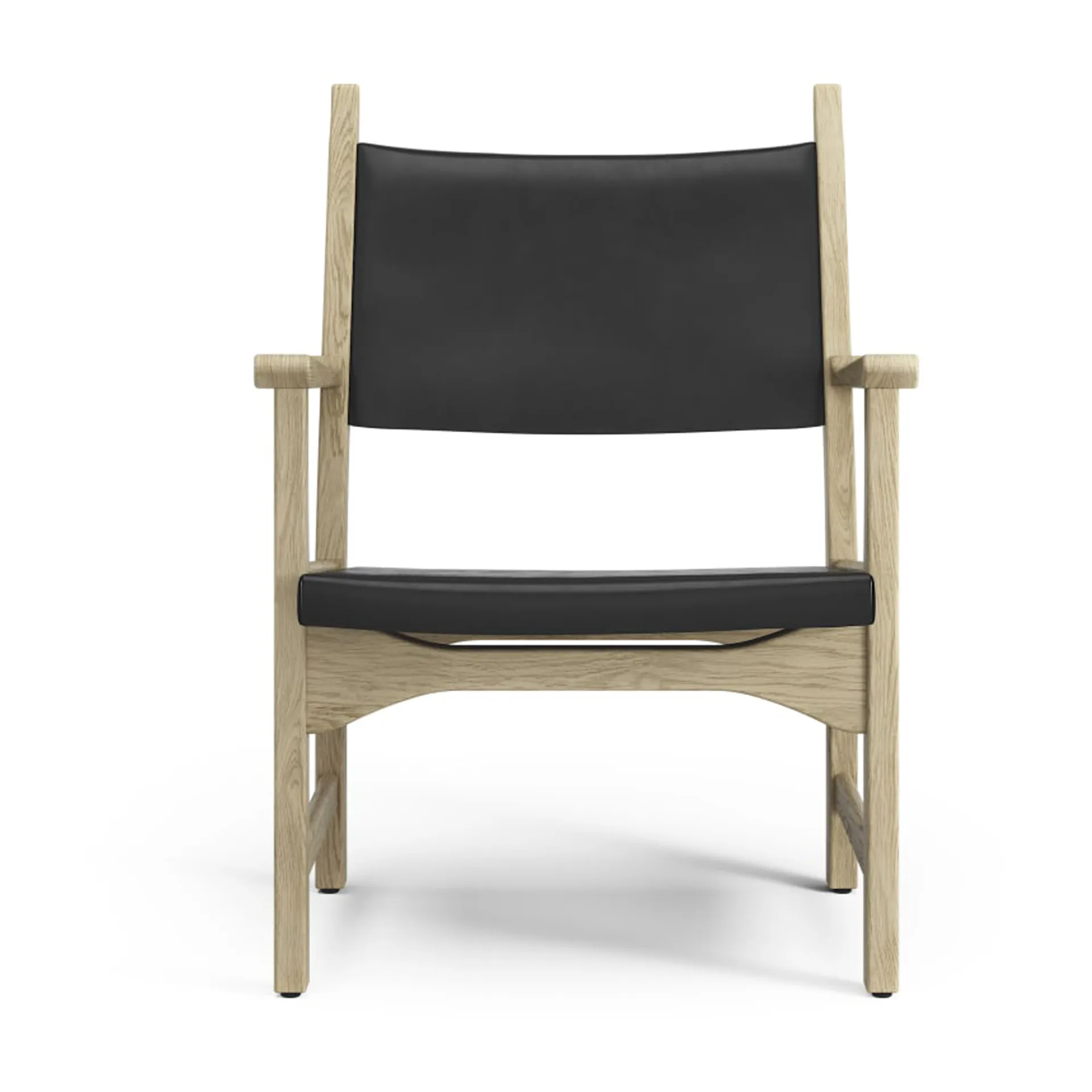 Fauteuil Caryngo, Chêne laqué nature-cuir de selle noir Swedese
