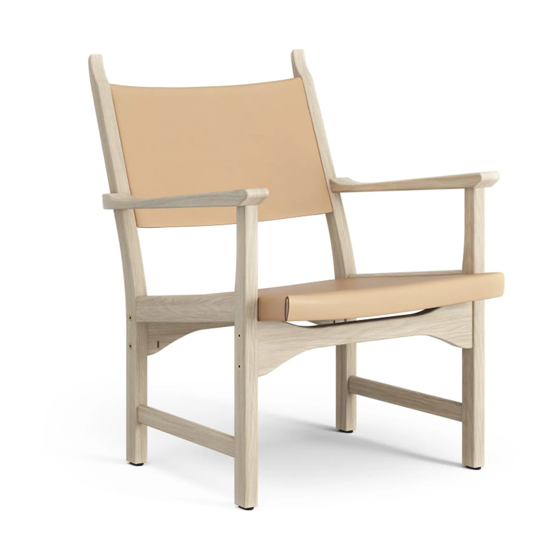 Fauteuil Caryngo, Chêne pigmenté blanc-cuir nature Swedese