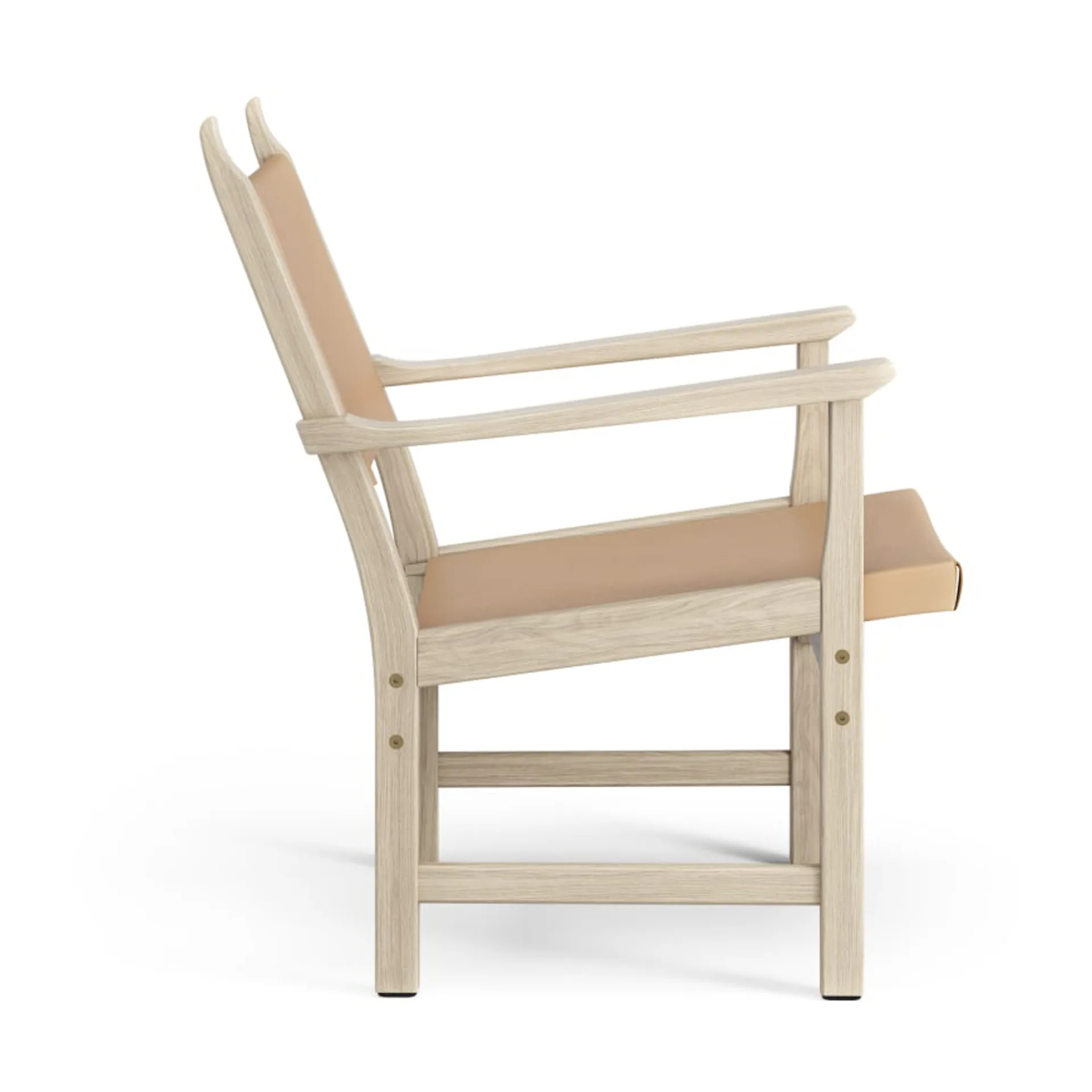 Fauteuil Caryngo, Chêne pigmenté blanc-cuir nature Swedese