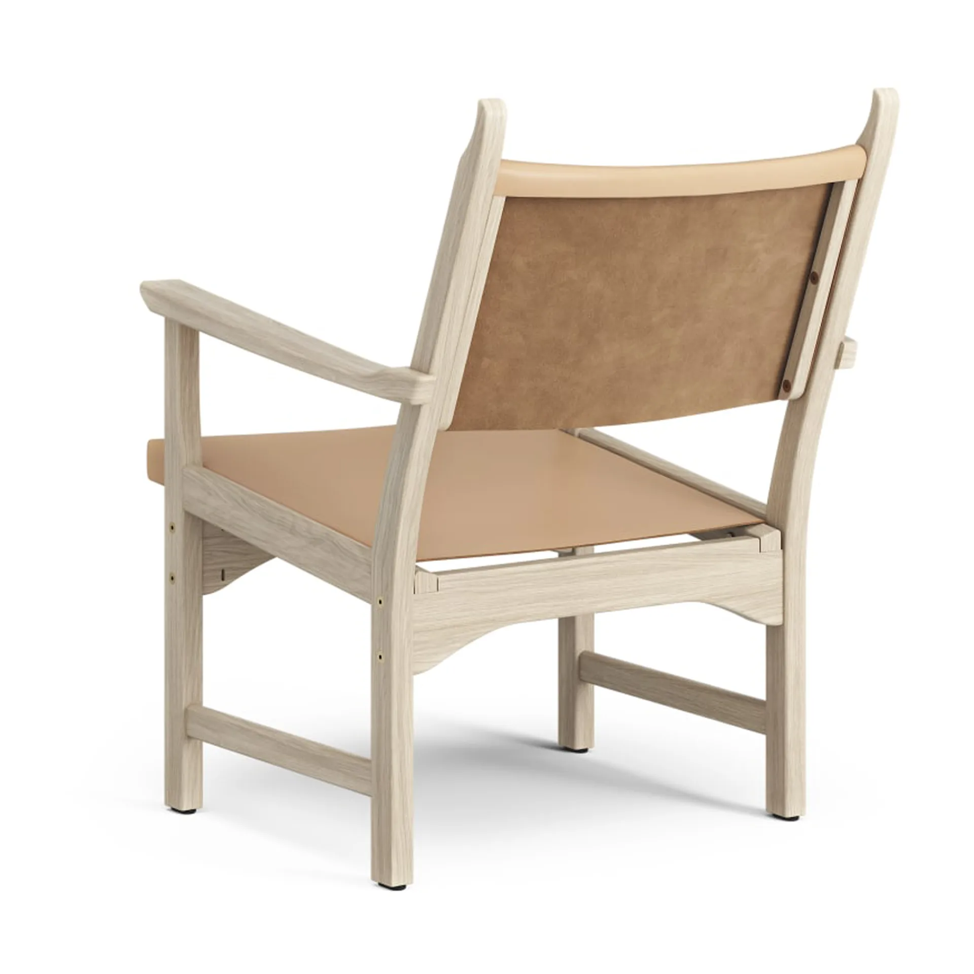 Fauteuil Caryngo, Chêne pigmenté blanc-cuir nature Swedese