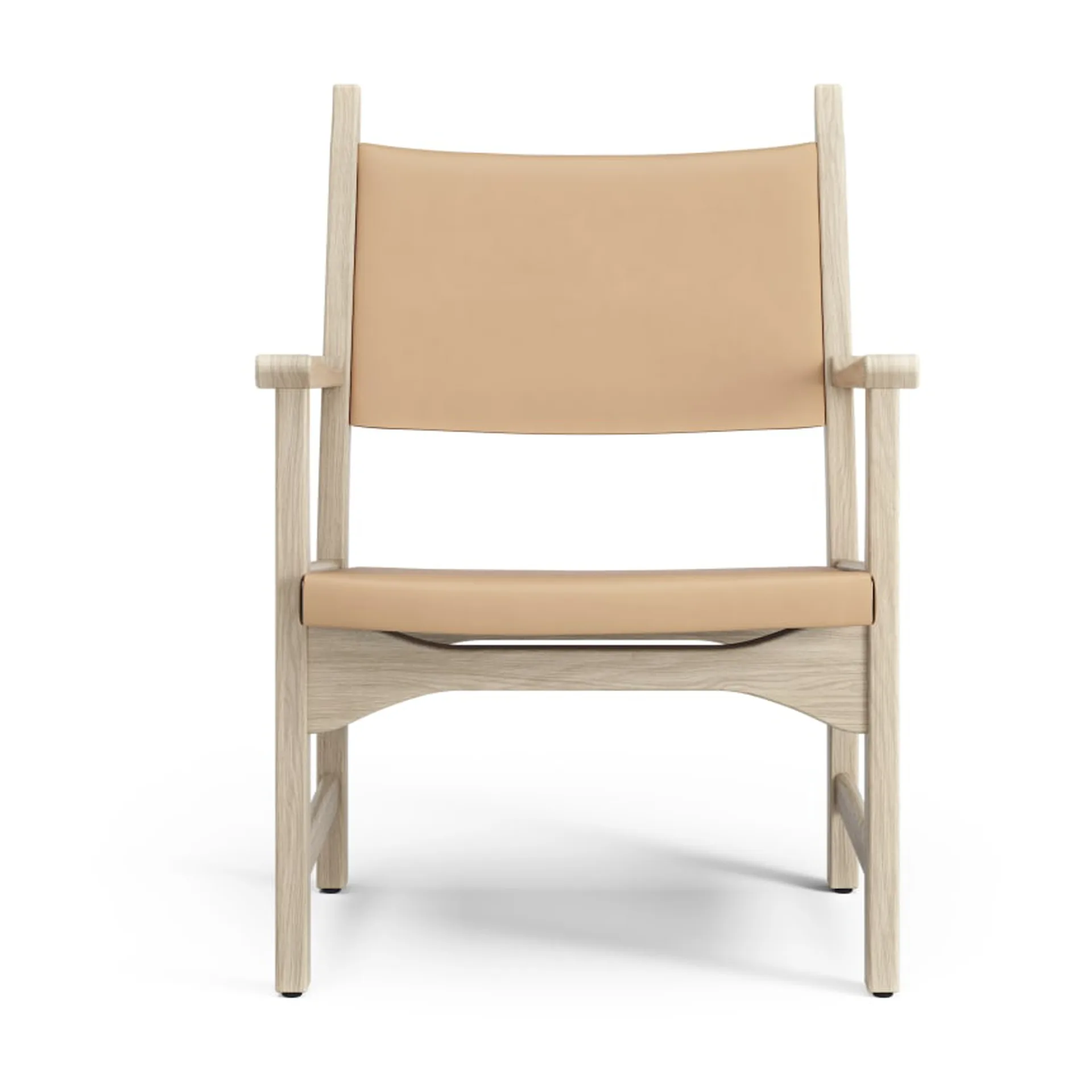 Fauteuil Caryngo, Chêne pigmenté blanc-cuir nature Swedese