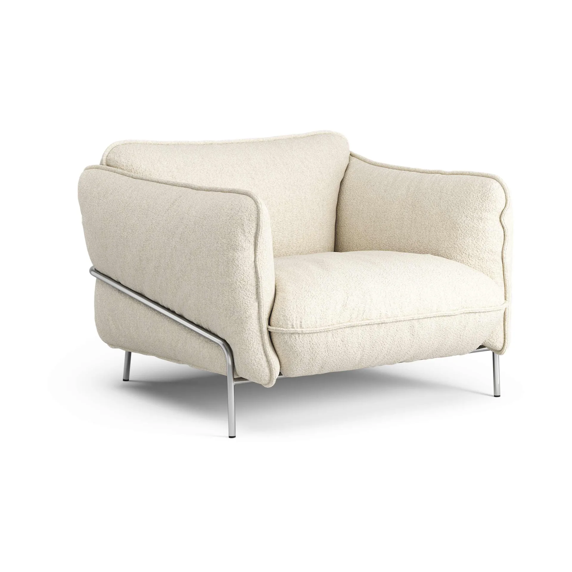 Fauteuil Continental, Wave Champagne-acier chromé Swedese