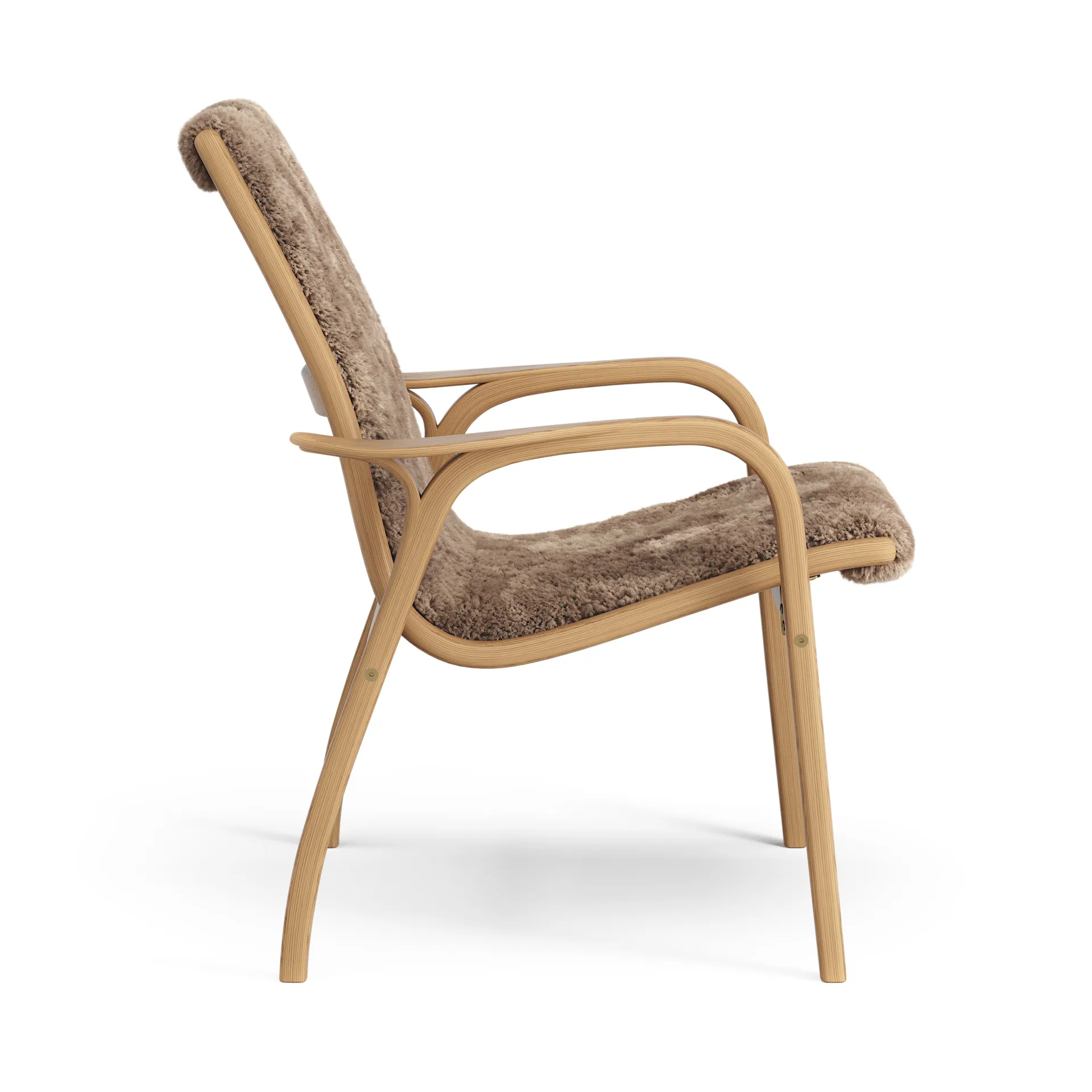 Fauteuil en chêne huilé/peau de mouton Laminett, Sahara (brun nougat) Swedese