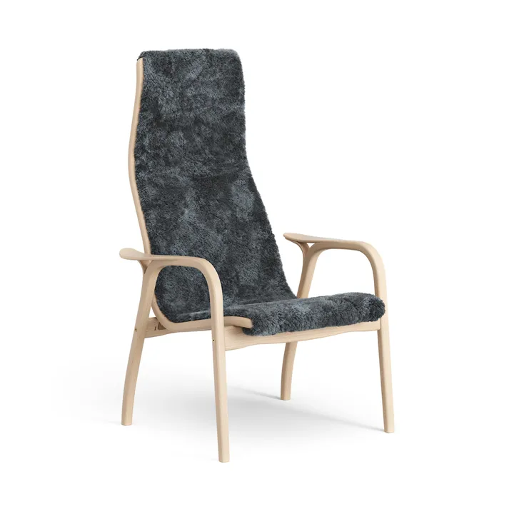 Fauteuil en hêtre laqué/peau de mouton Lamino - Charcoal (gris foncé) - Swedese
