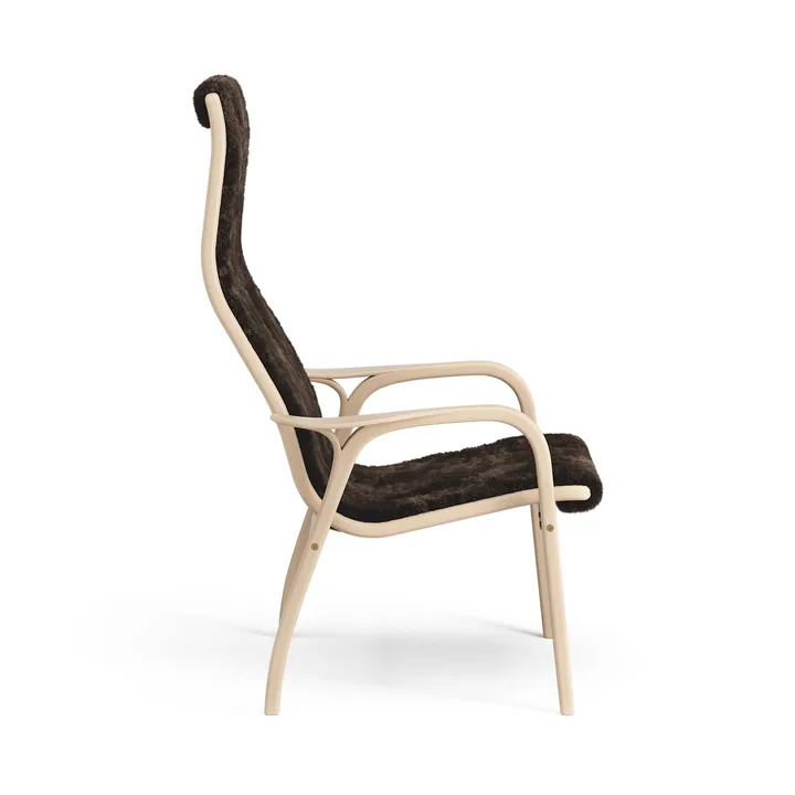 Fauteuil en hêtre laqué/peau de mouton Lamino - Espresso (brun) - Swedese
