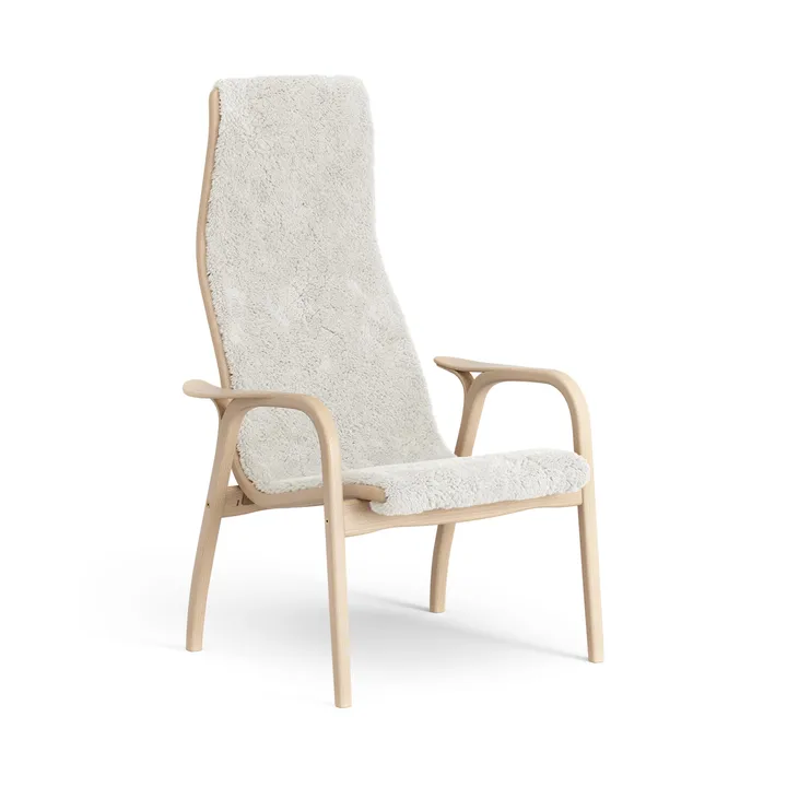 Fauteuil en hêtre laqué/peau de mouton Lamino - Offwhite (blanc) - Swedese