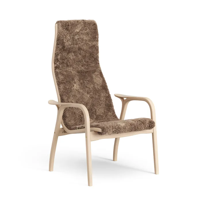 Fauteuil en hêtre laqué/peau de mouton Lamino - Sahara (brun nougat) - Swedese