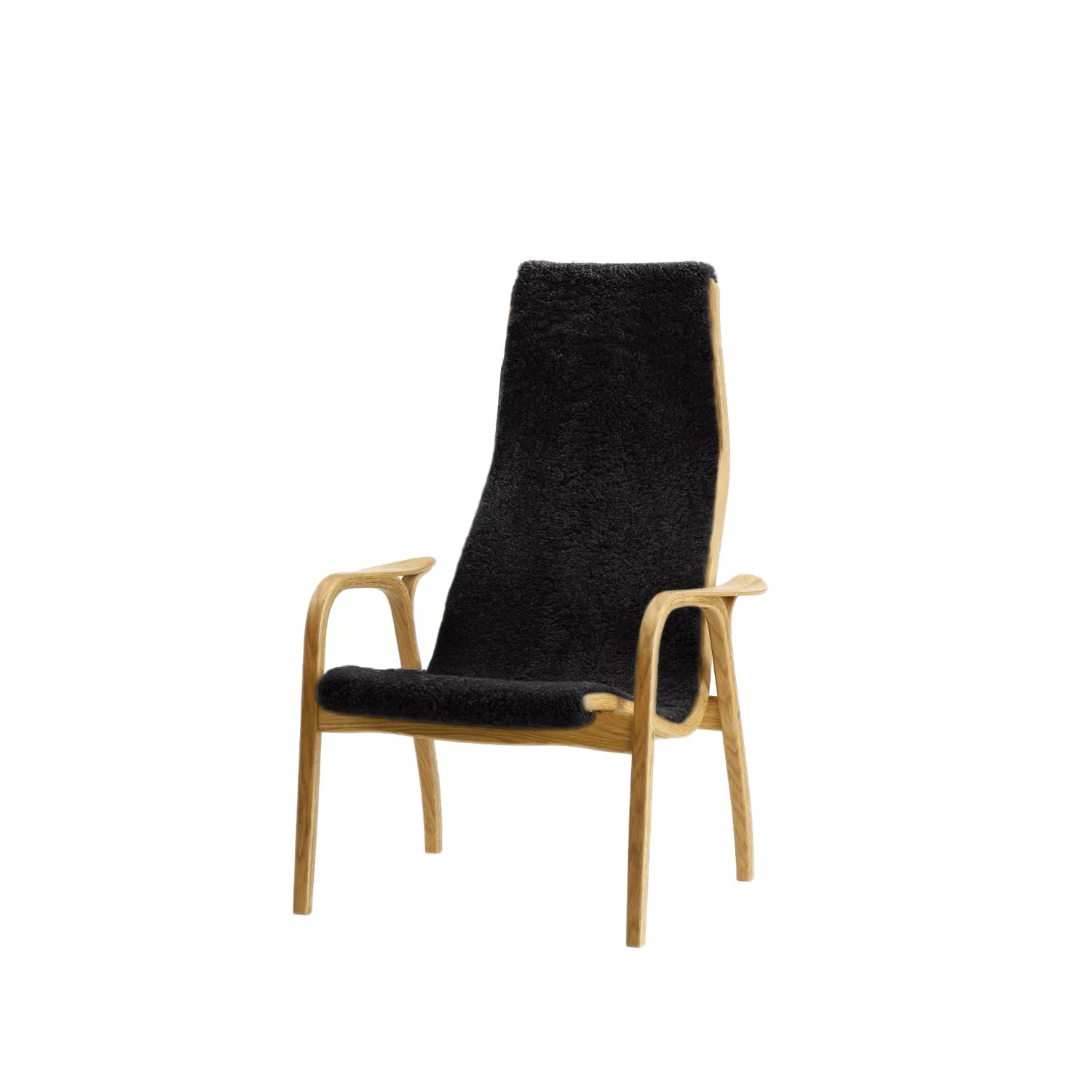 Fauteuil enfant Lamini, peau de mouton black, chêne huilé Swedese
