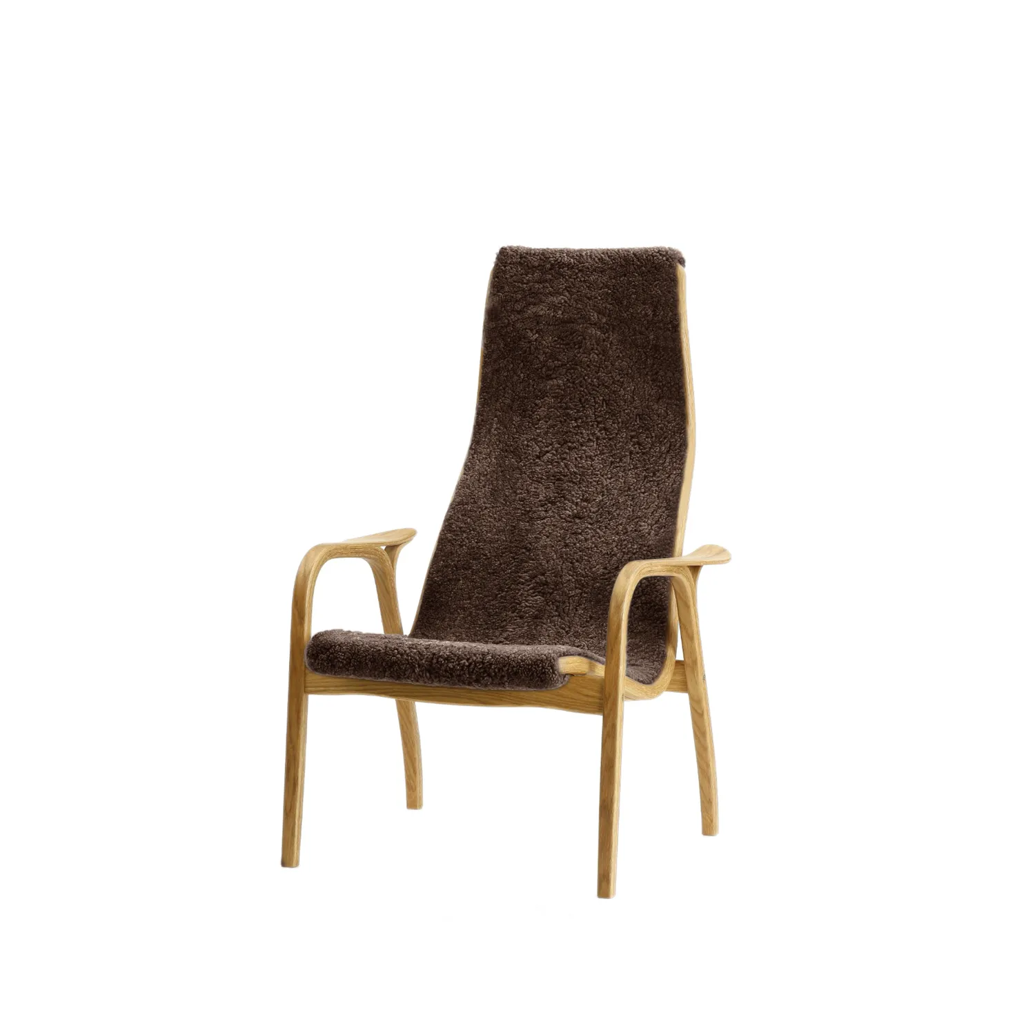 Fauteuil enfant Lamini, peau de mouton espresso, chêne huilé Swedese