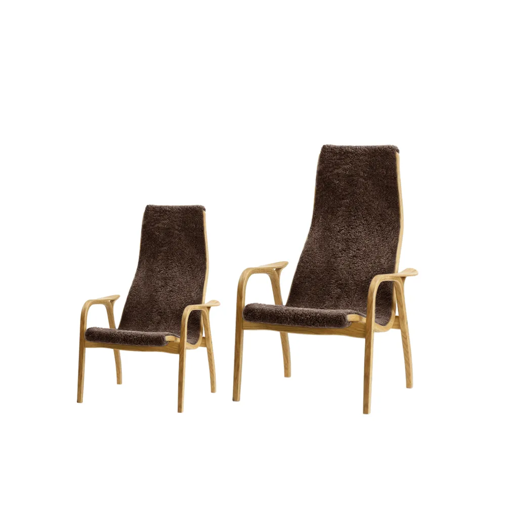 Fauteuil enfant Lamini, peau de mouton espresso, chêne huilé Swedese