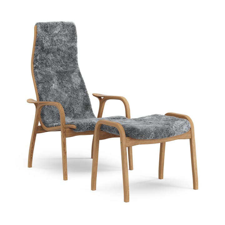 Fauteuil et repose-pieds Lamino chêne huilé/peau de mouton - Scandinavian Grey (gris) - Swedese