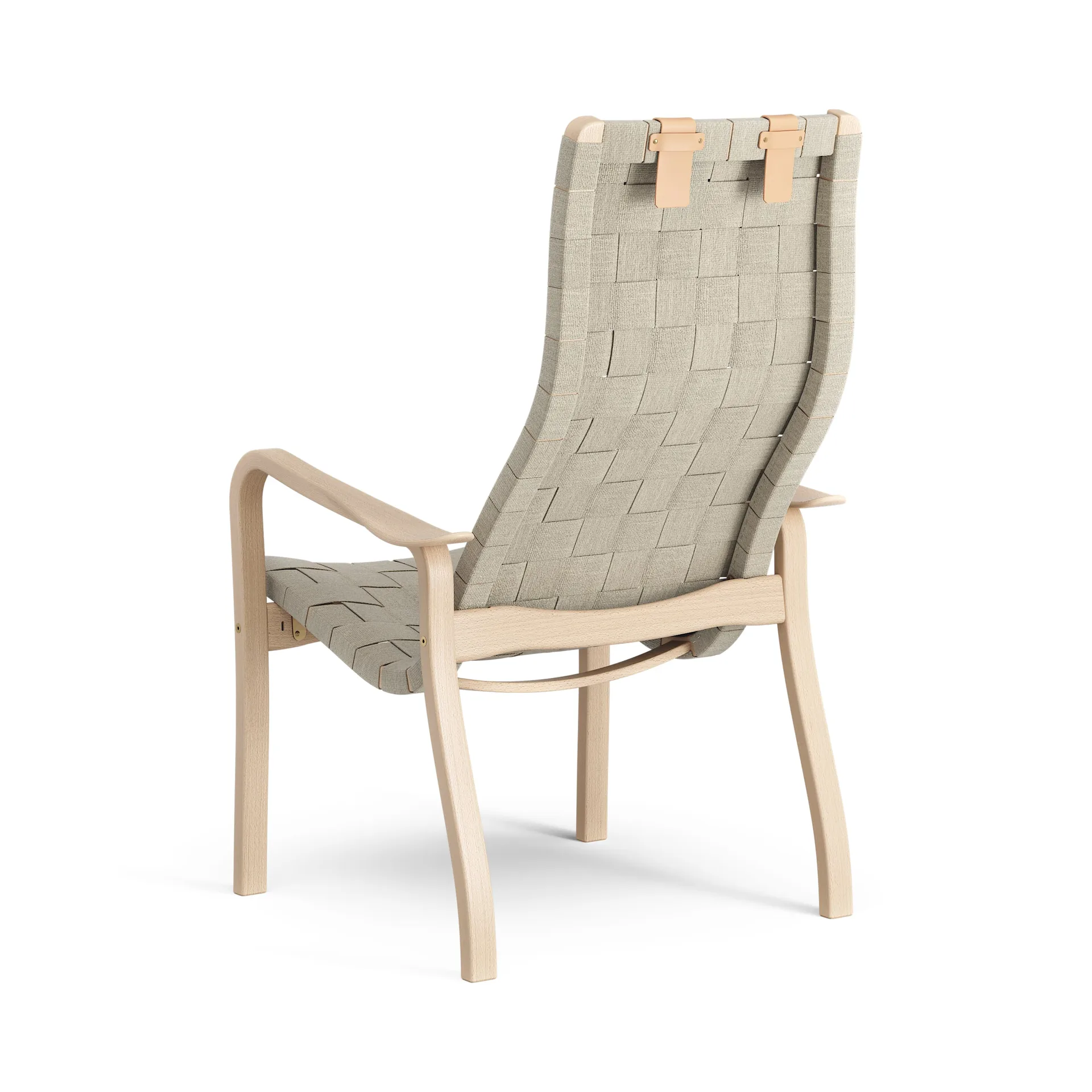 Fauteuil haut avec coussin de cou Primo hêtre laqué, Nature Swedese
