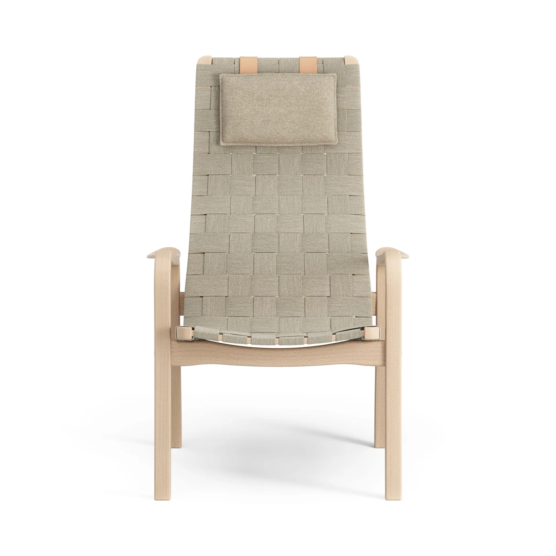 Fauteuil haut avec coussin de cou Primo hêtre laqué, Nature Swedese