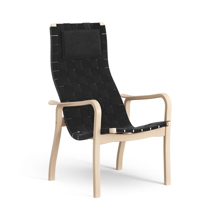 Fauteuil haut avec coussin de cou Primo hêtre laqué - Noir - Swedese