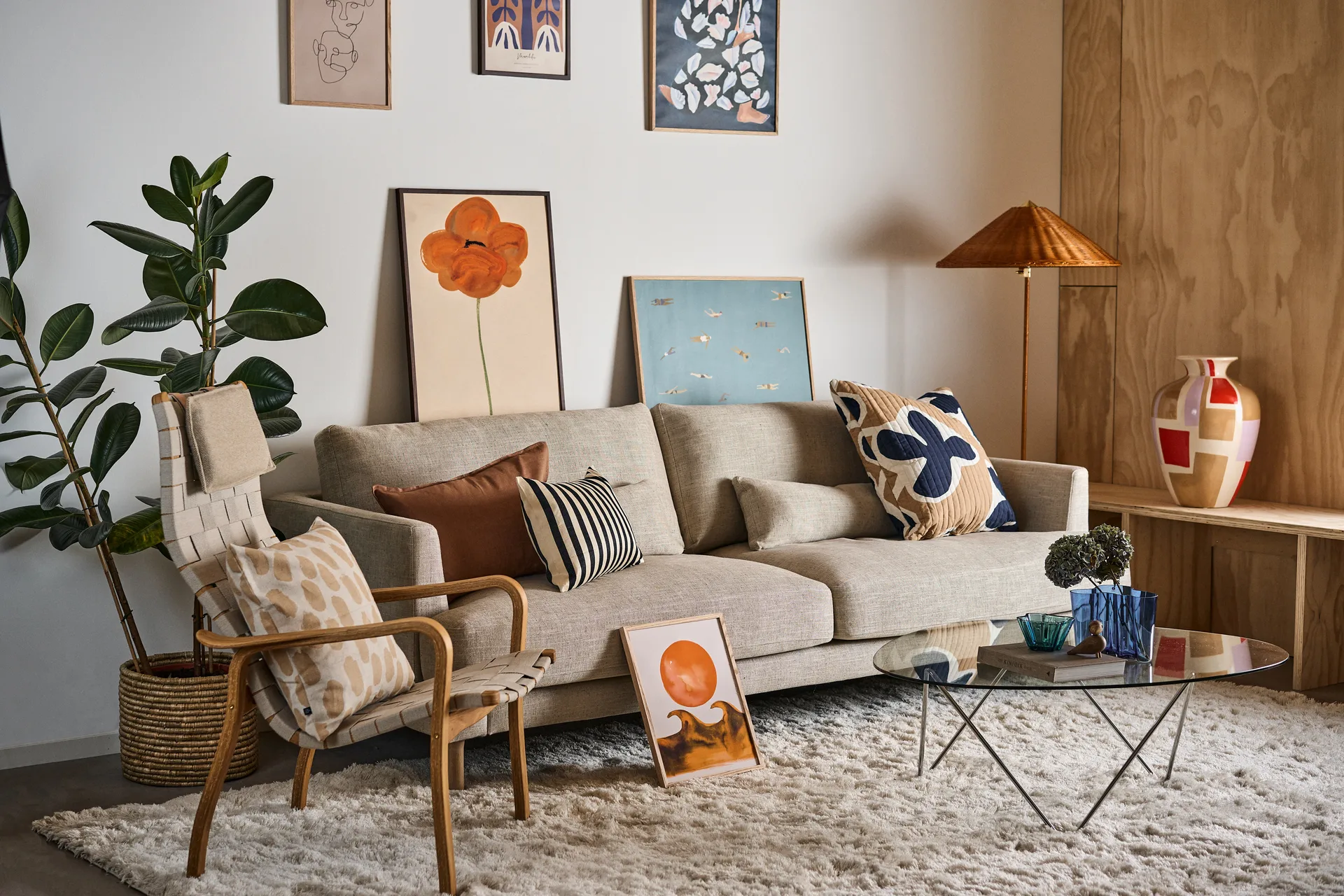 Fauteuil haut Primo avec repose-nuque chêne huilé, Nature Swedese