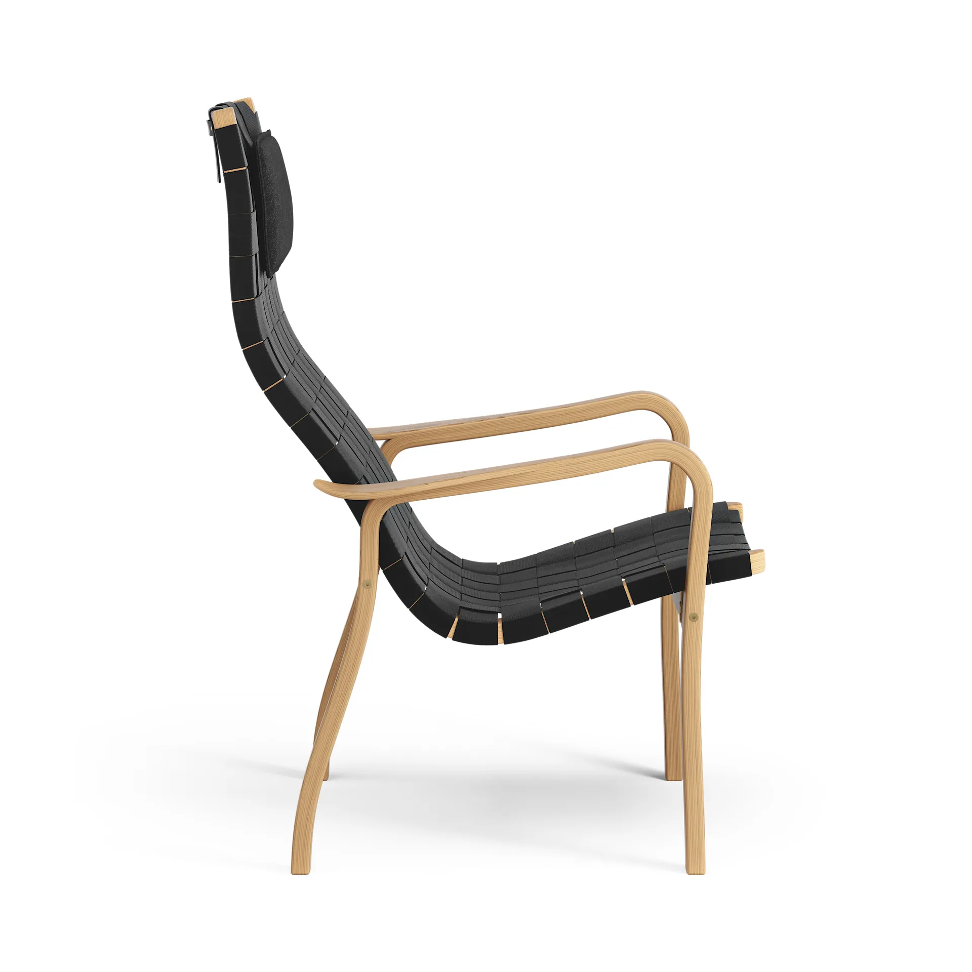 Fauteuil haut Primo avec repose-nuque chêne huilé, Noir Swedese