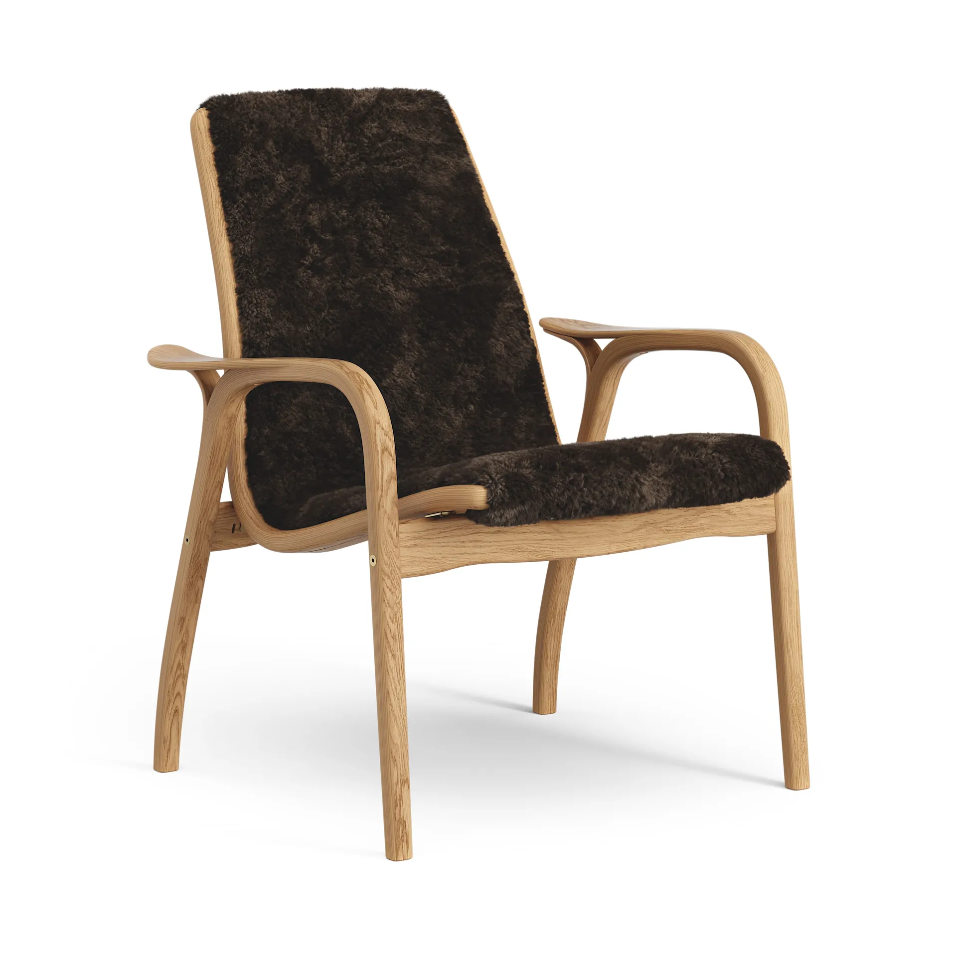 Fauteuil Laminett chêne huilé/peau de mouton, Espresso (marron) Swedese