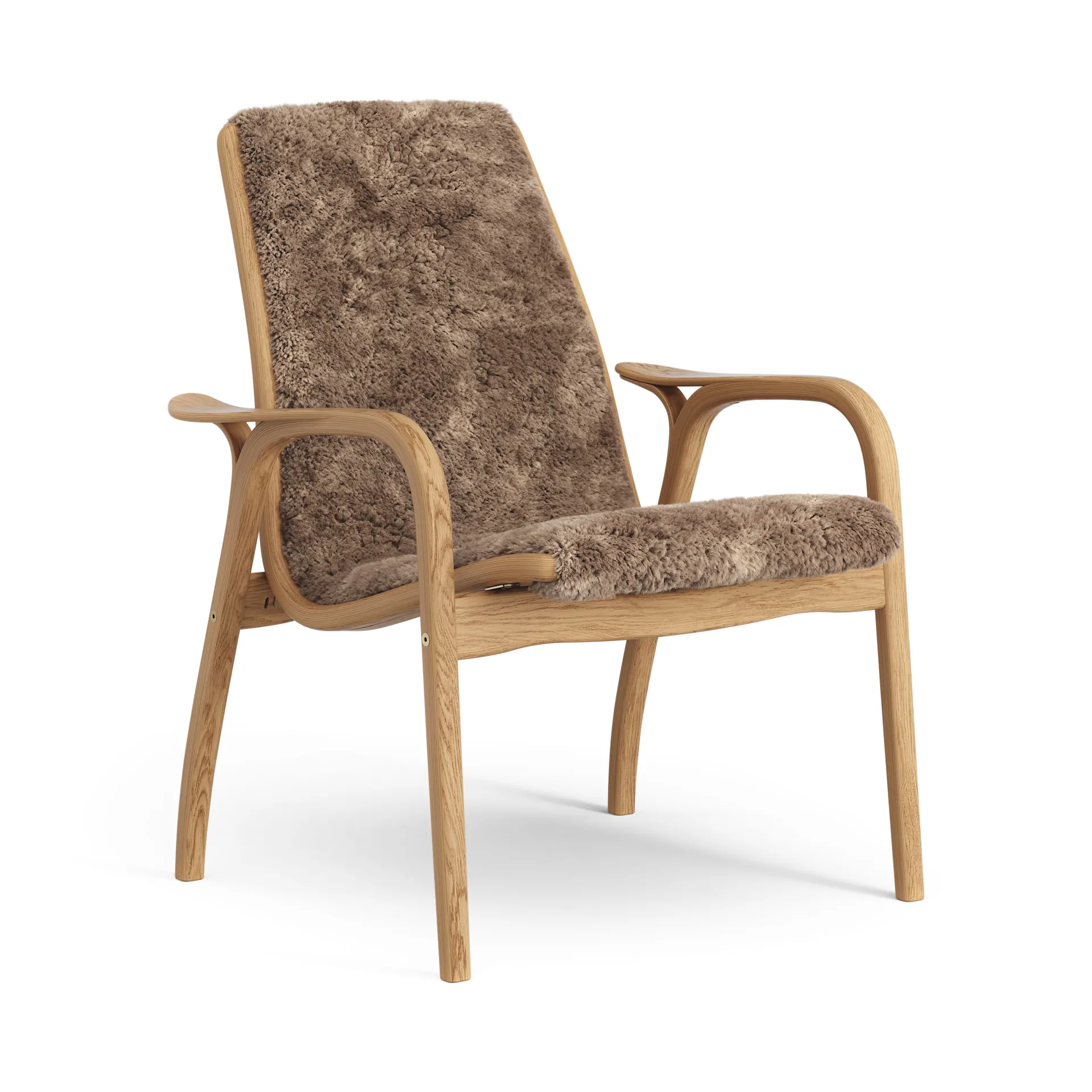 Fauteuil Laminett chêne huilé/peau de mouton, Sahara (marron nougat) Swedese