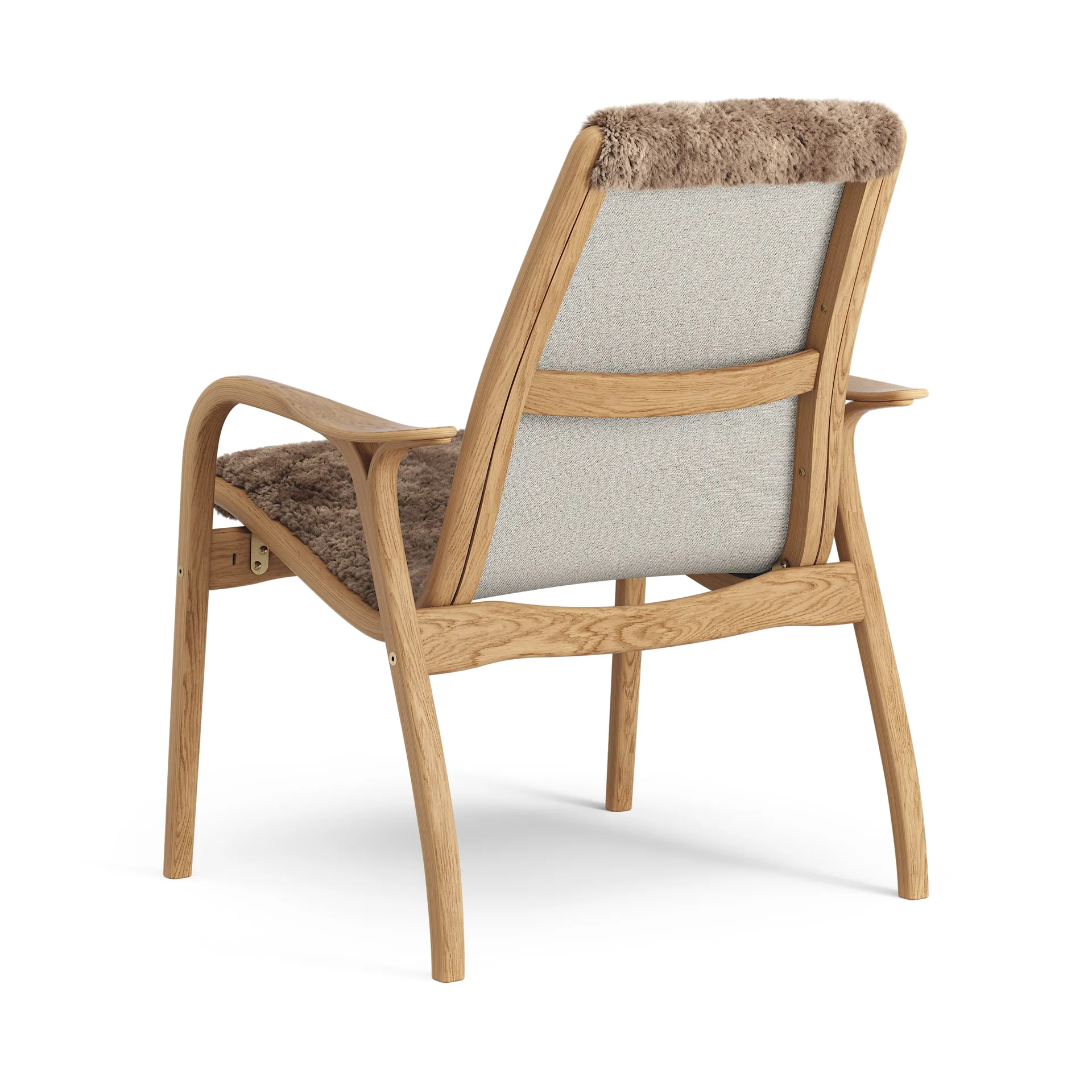 Fauteuil Laminett chêne huilé/peau de mouton, Sahara (marron nougat) Swedese