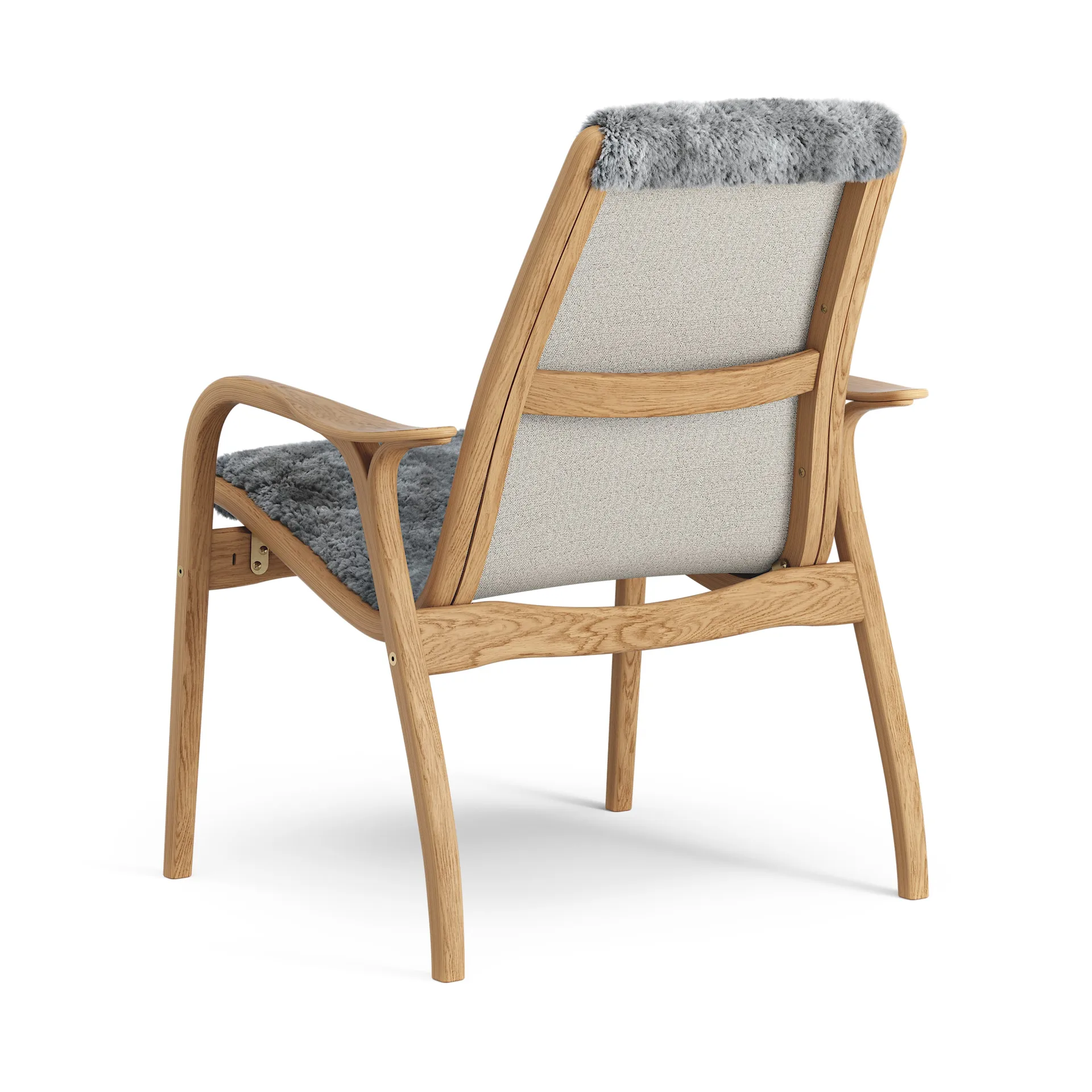 Fauteuil Laminett chêne huilé/peau de mouton, Scandinavian Grey (gris) Swedese