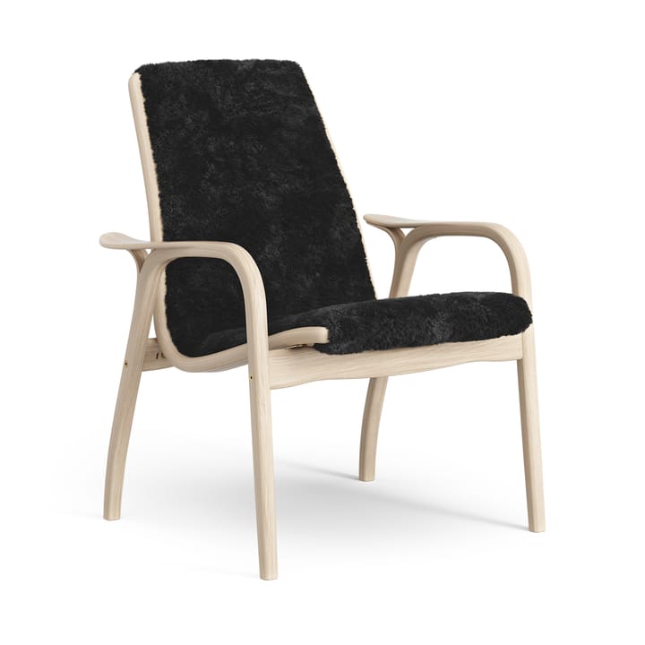 Fauteuil Laminett chêne pigmenté blanc/peau de mouton - Black (noir) - Swedese