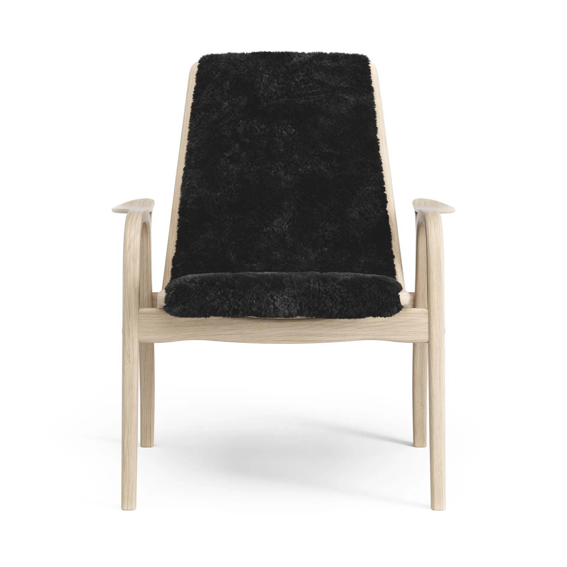 Fauteuil Laminett chêne pigmenté blanc/peau de mouton, Black (noir) Swedese