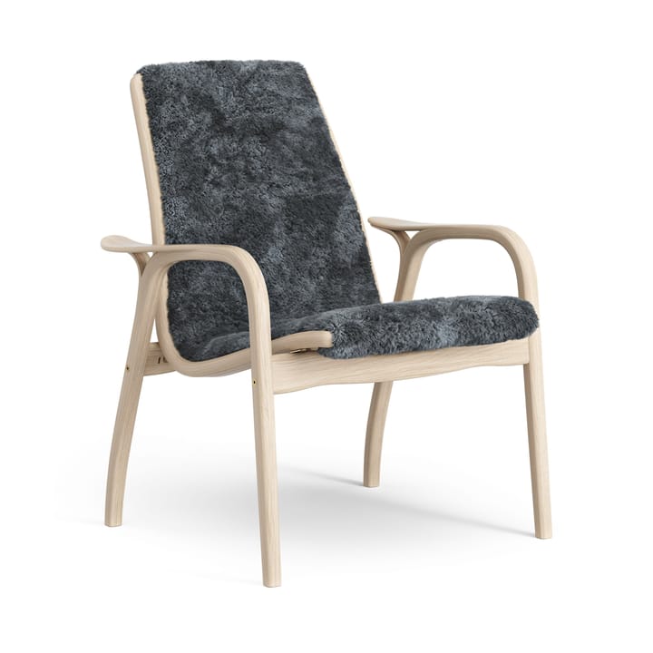 Fauteuil Laminett chêne pigmenté blanc/peau de mouton - Charcoal (gris foncé) - Swedese