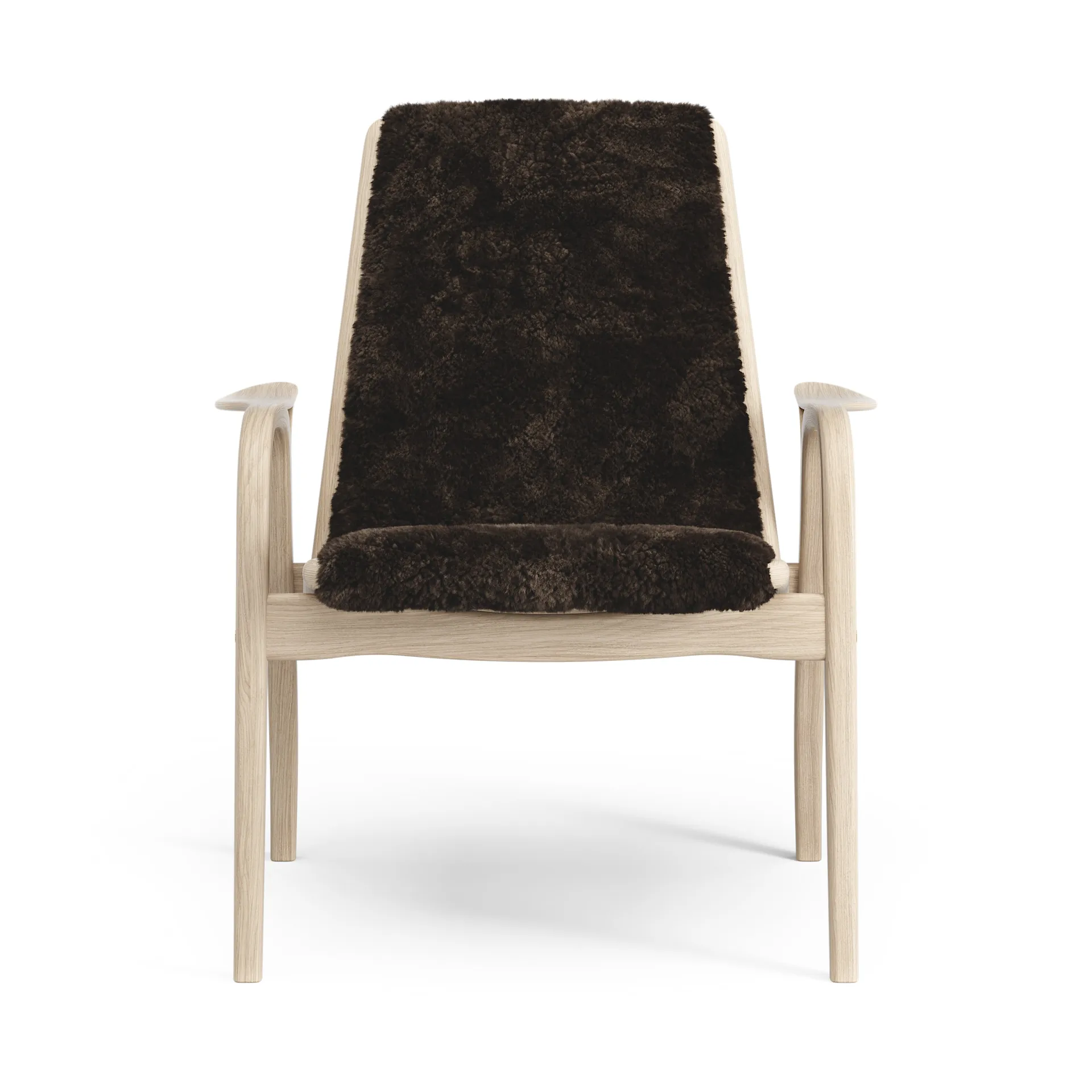 Fauteuil Laminett chêne pigmenté blanc/peau de mouton, Espresso (marron) Swedese