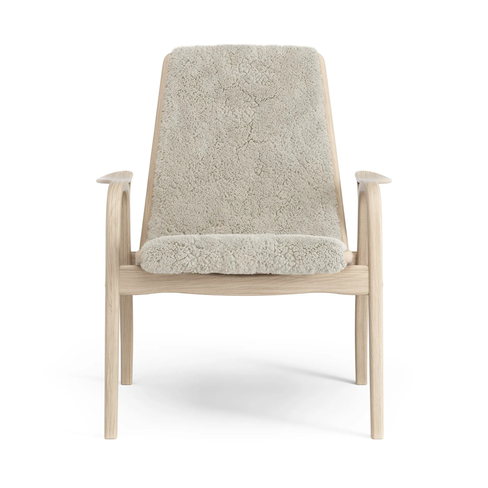 Fauteuil Laminett chêne pigmenté blanc/peau de mouton, Moonlight (beige) Swedese