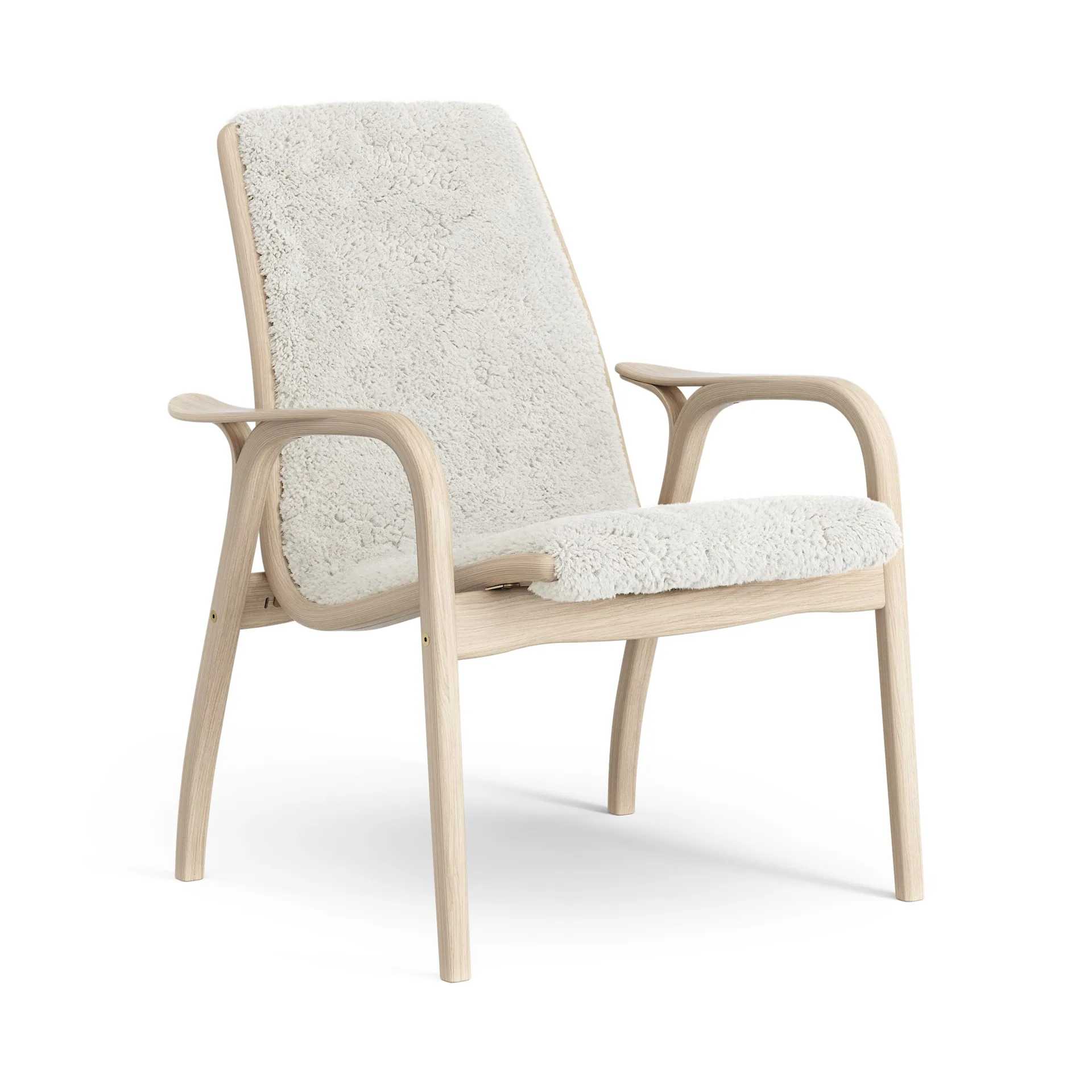 Fauteuil Laminett chêne pigmenté blanc/peau de mouton, Offwhite (blanc) Swedese