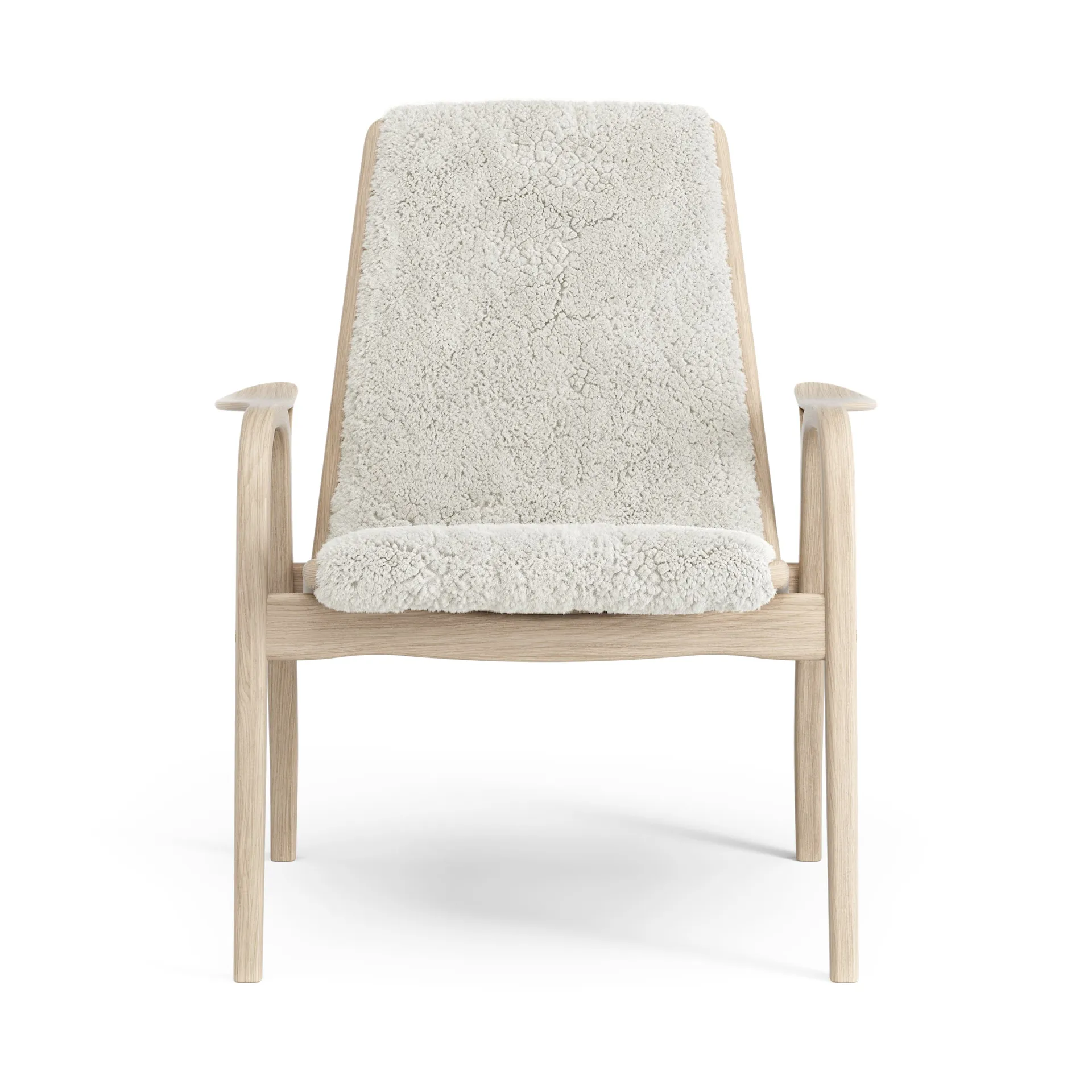 Fauteuil Laminett chêne pigmenté blanc/peau de mouton, Offwhite (blanc) Swedese