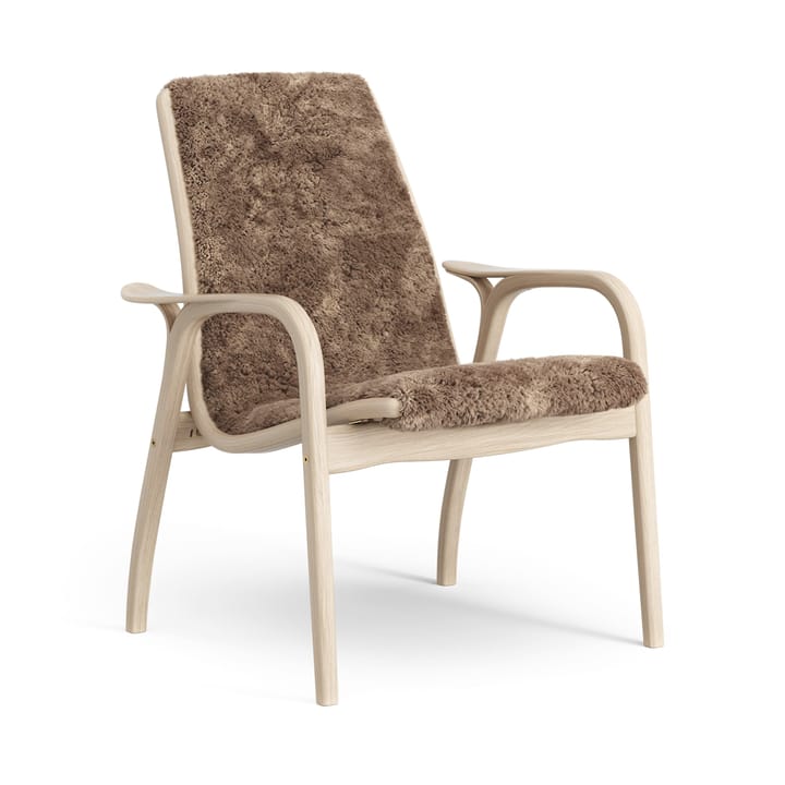 Fauteuil Laminett chêne pigmenté blanc/peau de mouton - Sahara (marron nougat) - Swedese