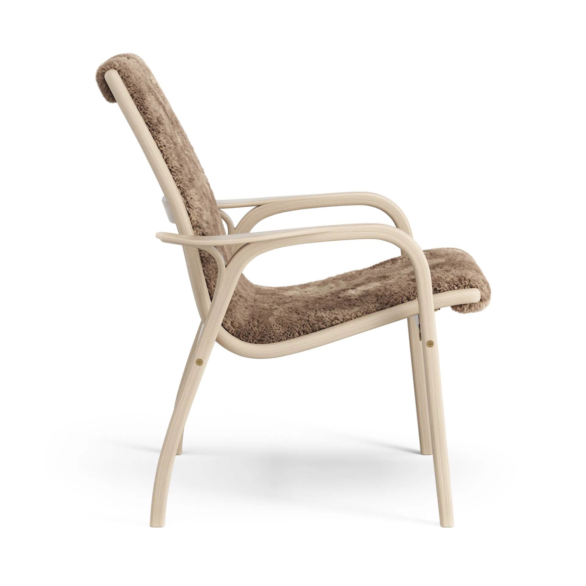 Fauteuil Laminett chêne pigmenté blanc/peau de mouton, Sahara (marron nougat) Swedese