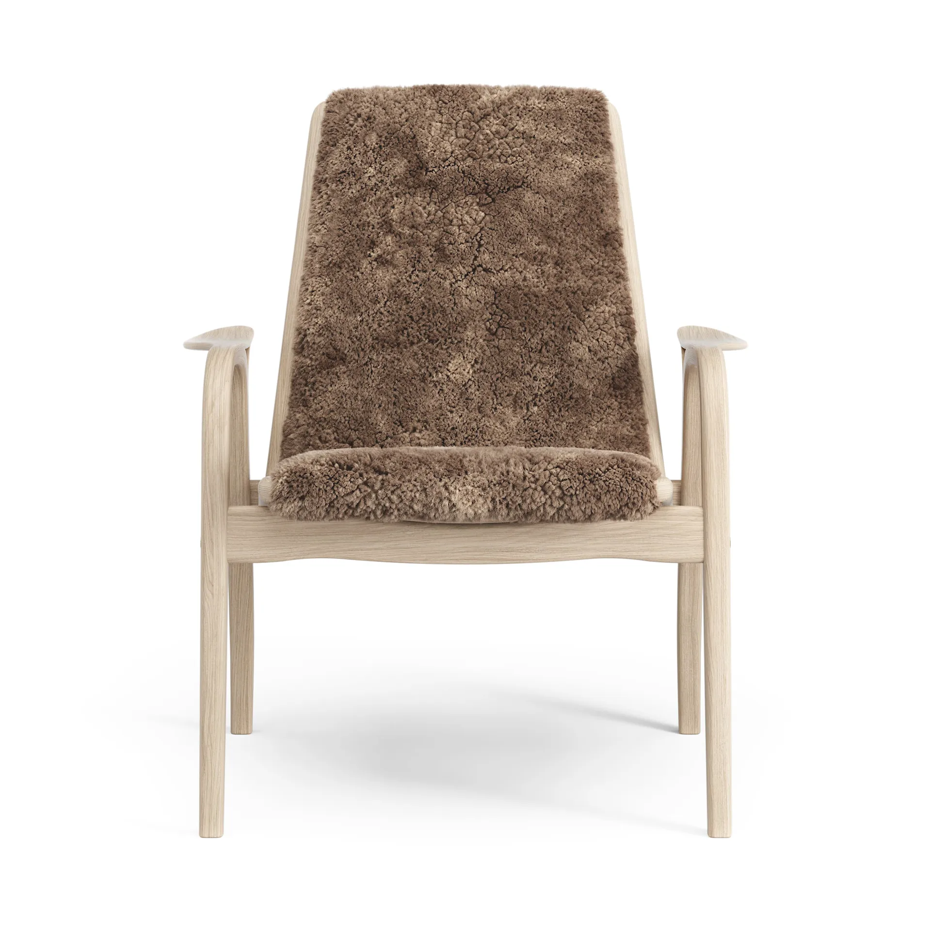 Fauteuil Laminett chêne pigmenté blanc/peau de mouton, Sahara (marron nougat) Swedese