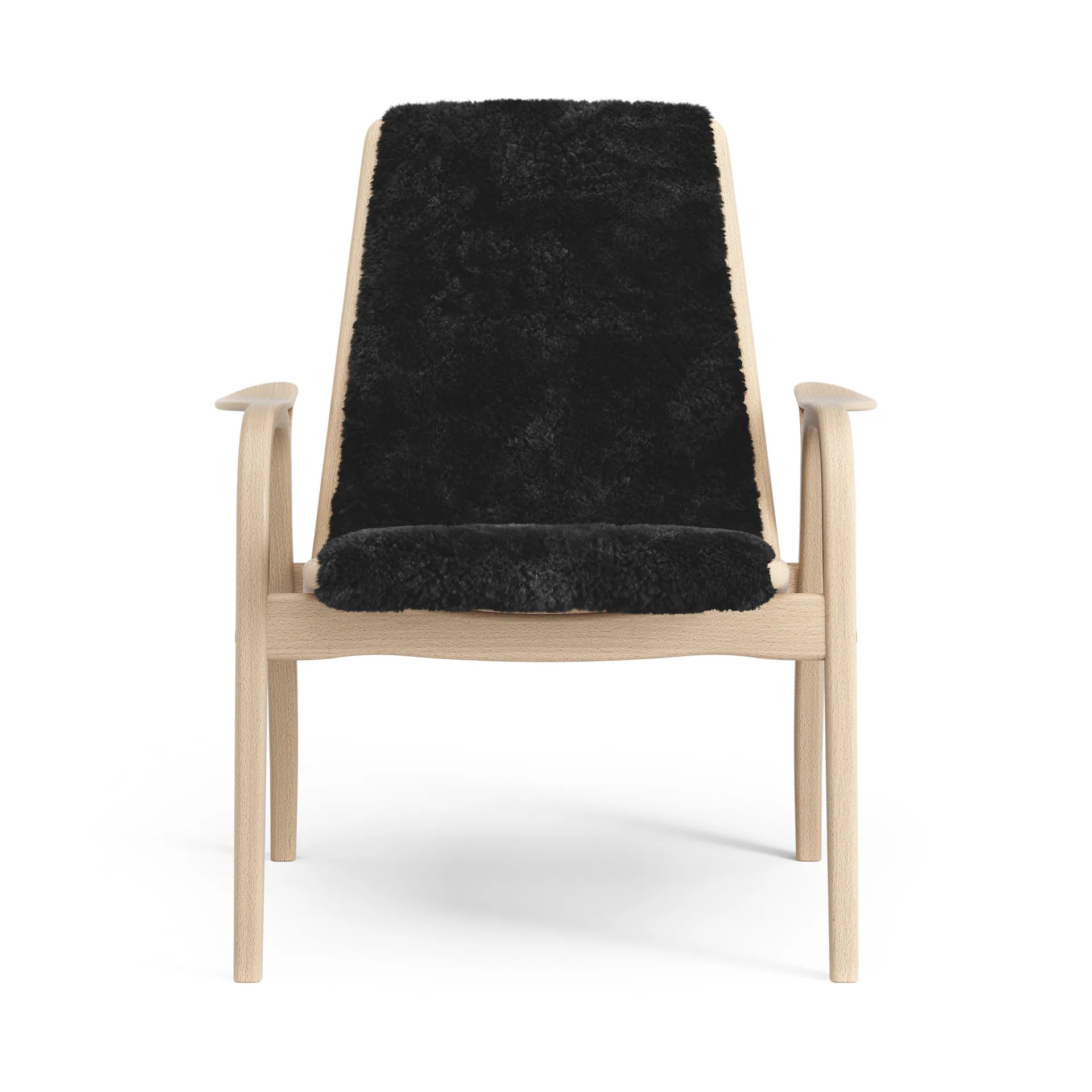 Fauteuil Laminett hêtre laqué/peau de mouton, Black (noir) Swedese