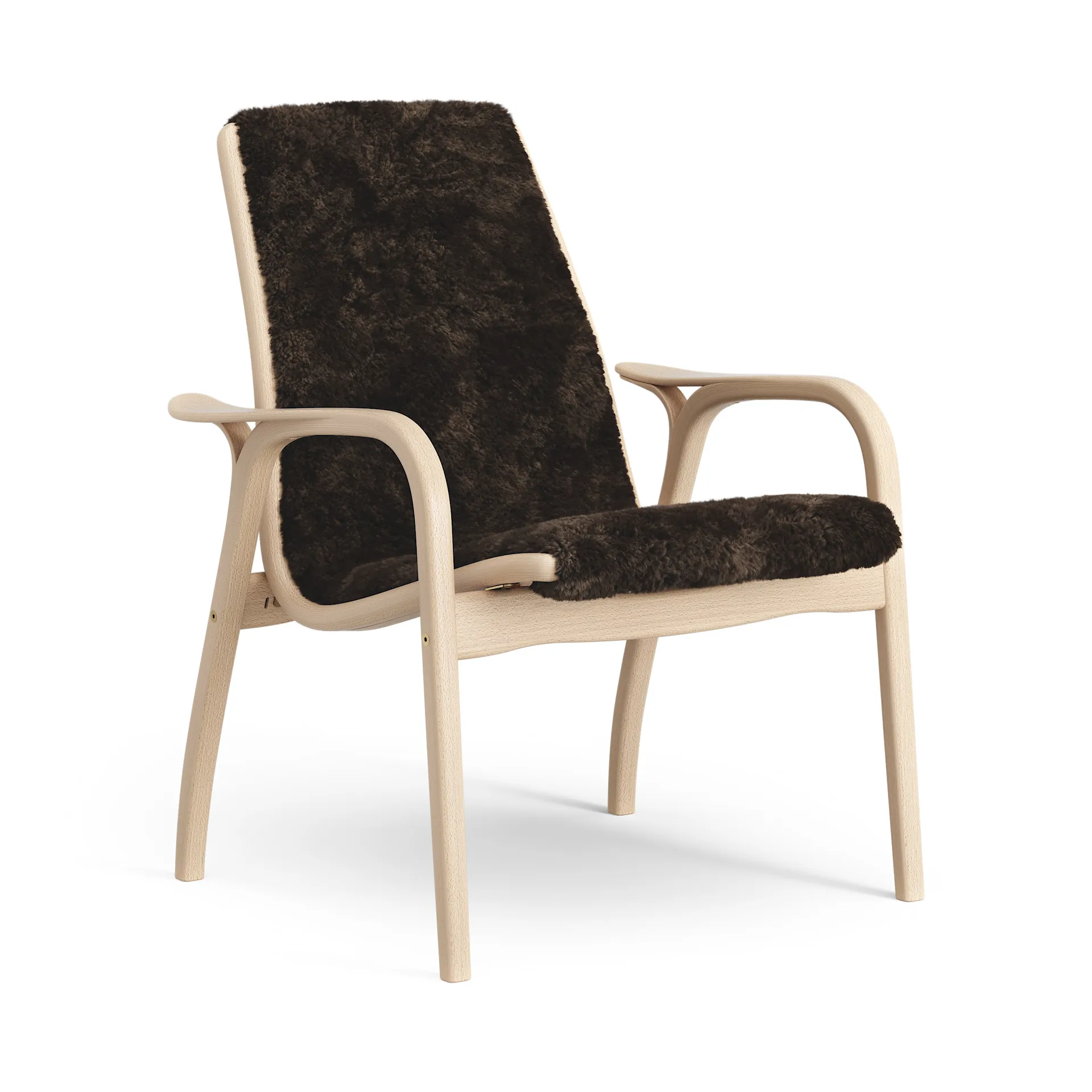 Fauteuil Laminett hêtre laqué/peau de mouton, Espresso (marron) Swedese