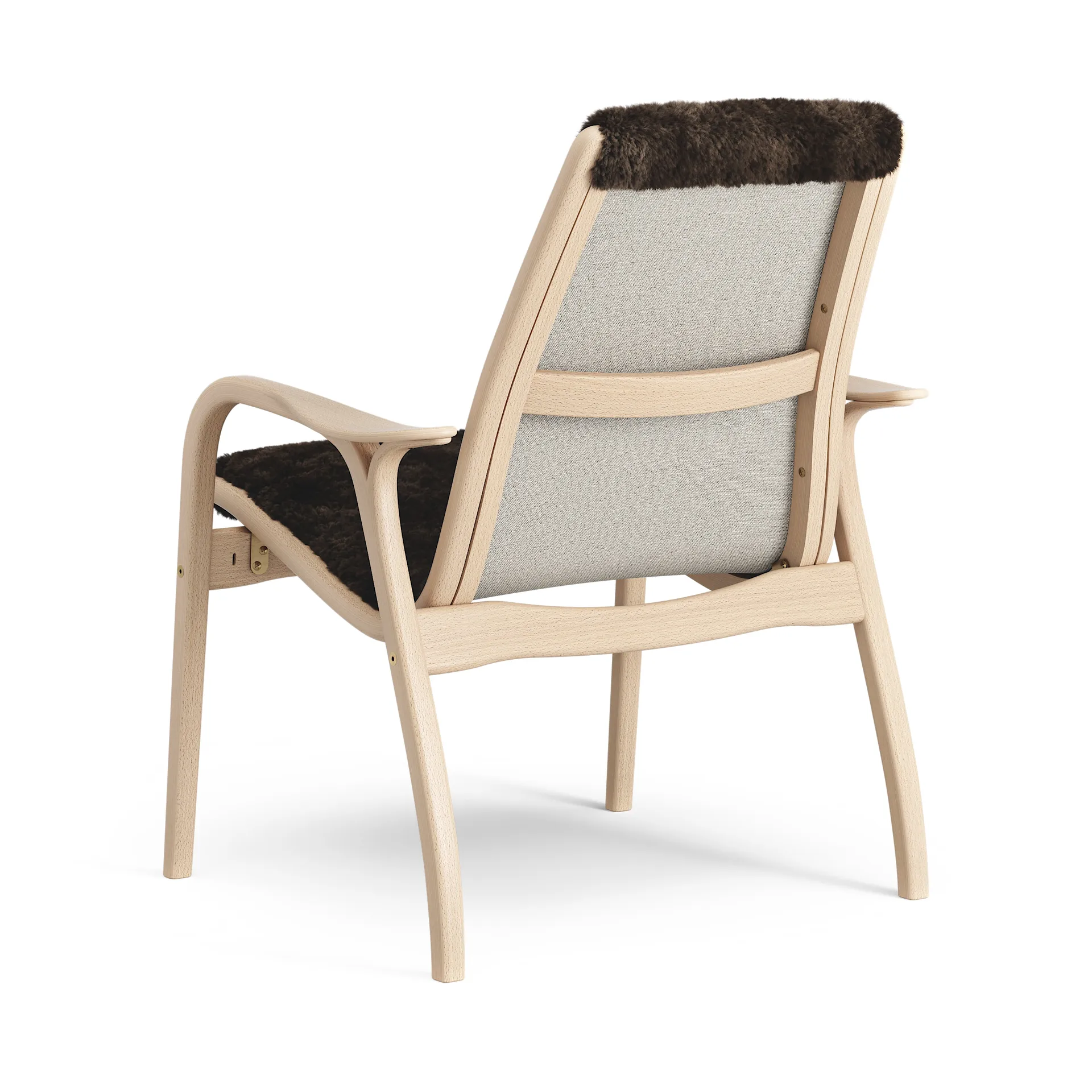 Fauteuil Laminett hêtre laqué/peau de mouton, Espresso (marron) Swedese