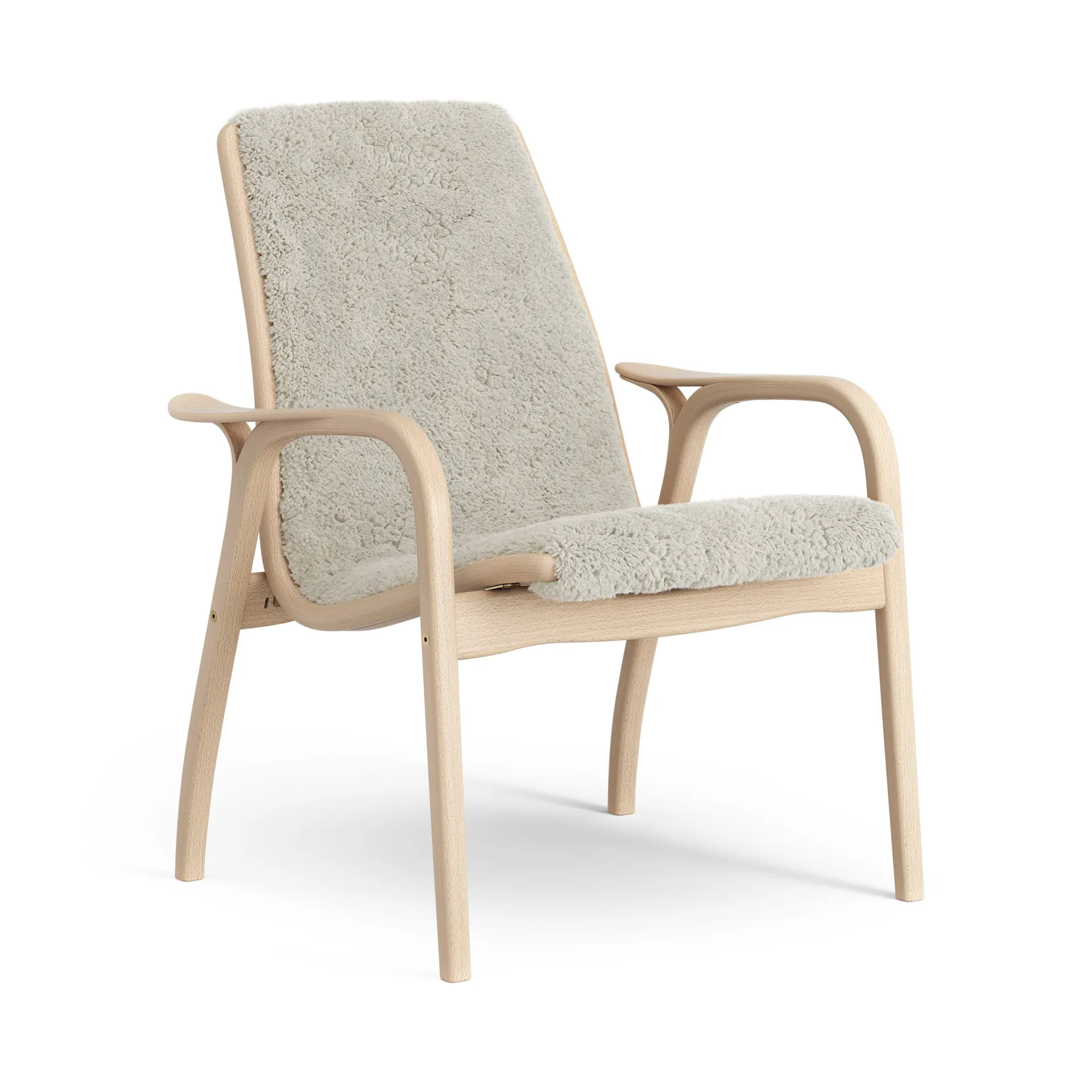 Fauteuil Laminett hêtre laqué/peau de mouton, Moonlight (beige) Swedese