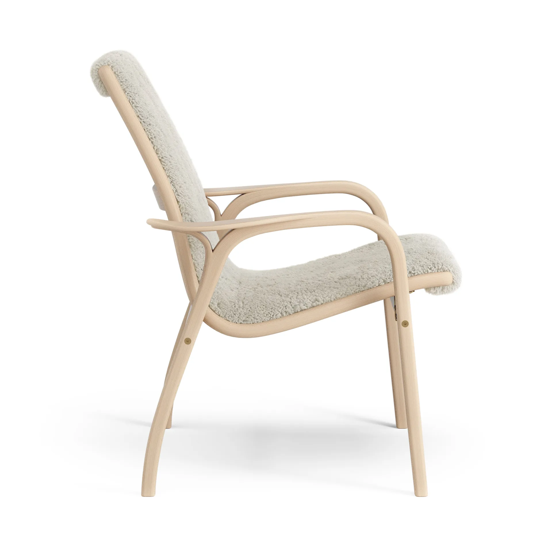 Fauteuil Laminett hêtre laqué/peau de mouton, Moonlight (beige) Swedese
