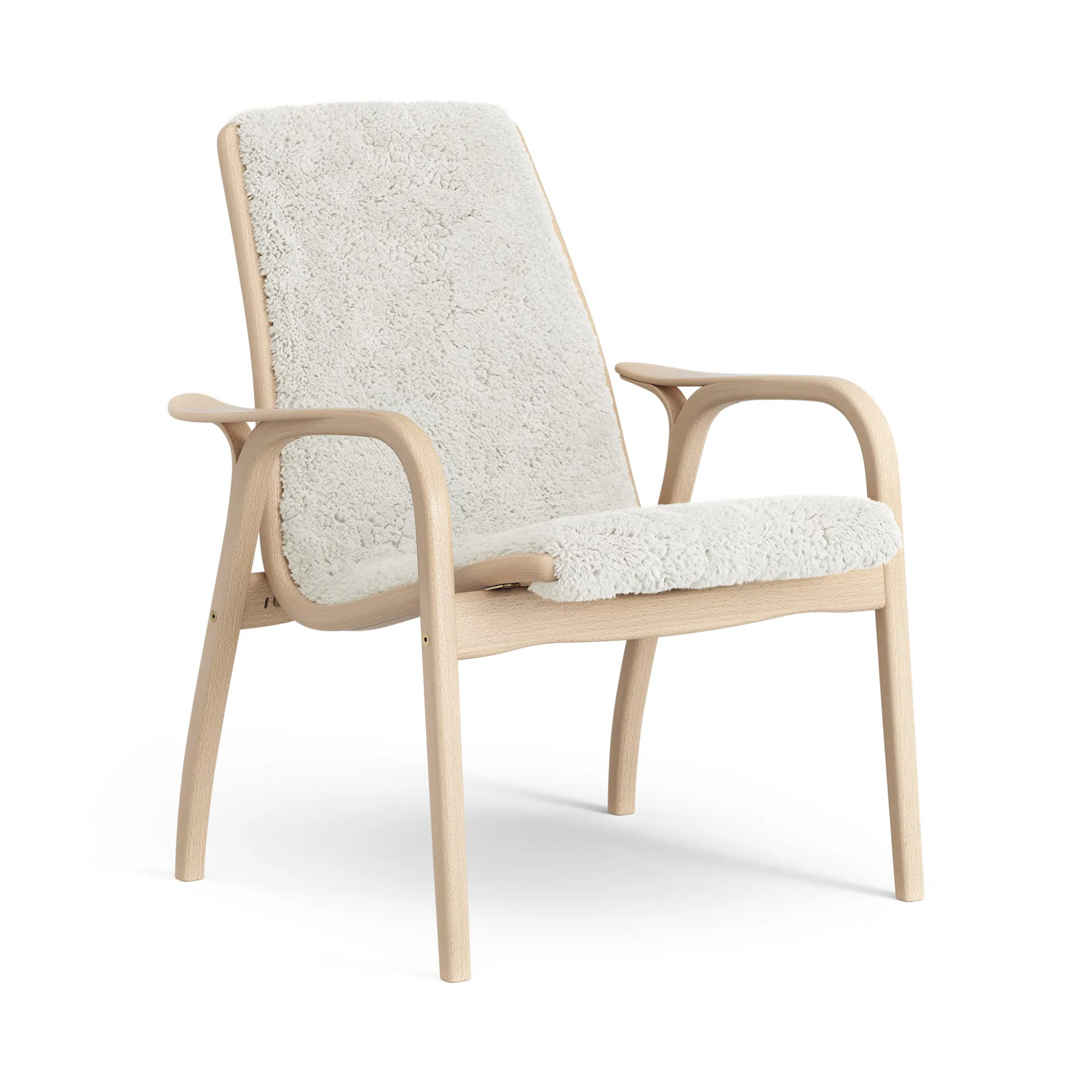 Fauteuil Laminett hêtre laqué/peau de mouton, Offwhite (blanc) Swedese