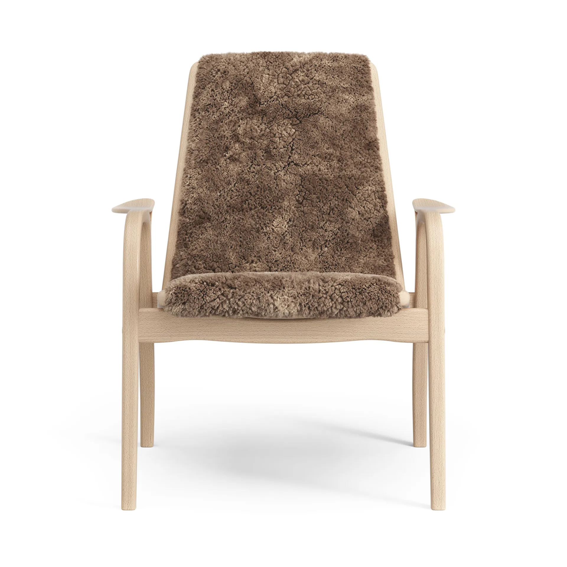 Fauteuil Laminett hêtre laqué/peau de mouton, Sahara (marron nougat) Swedese