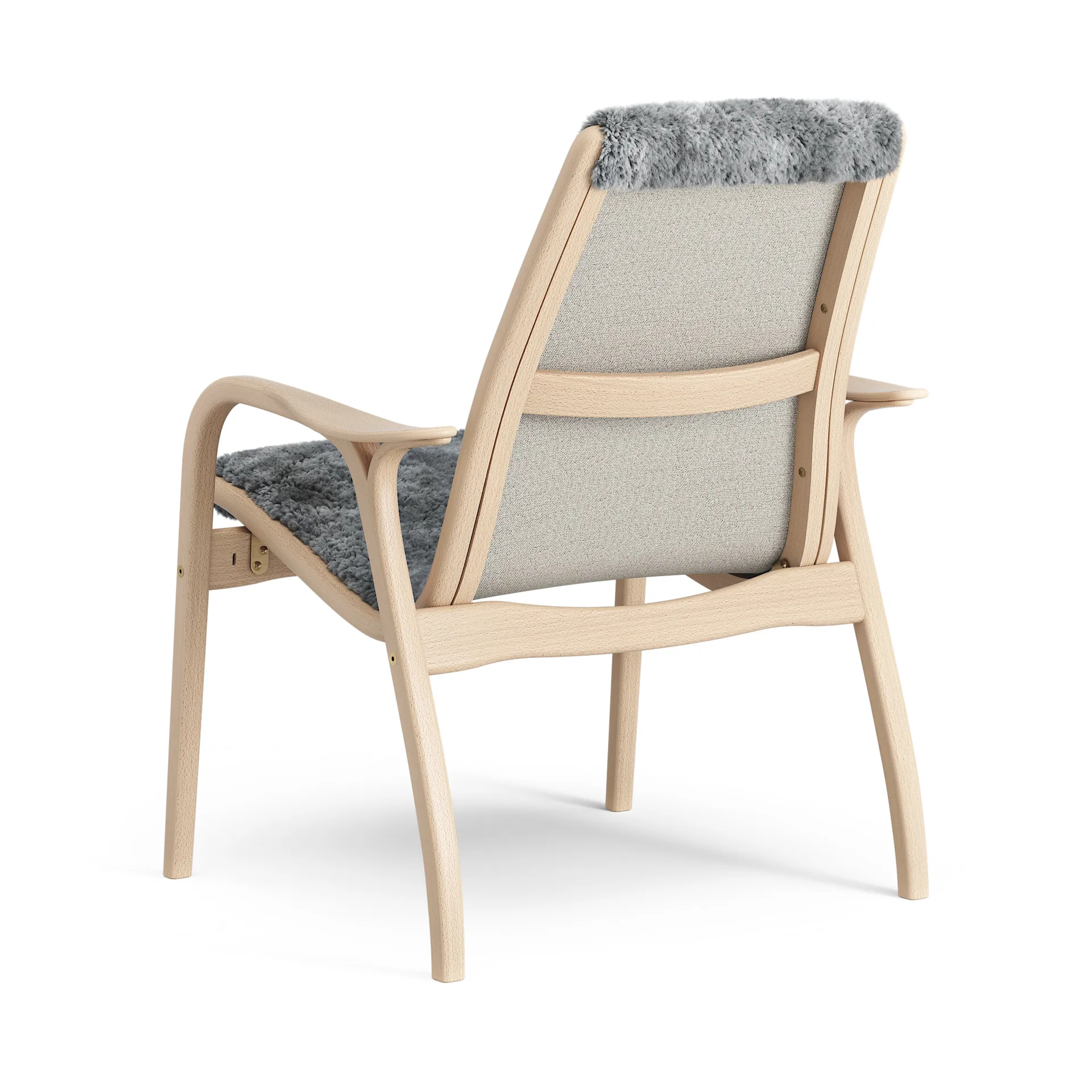 Fauteuil Laminett hêtre laqué/peau de mouton, Scandinavian Grey (gris) Swedese