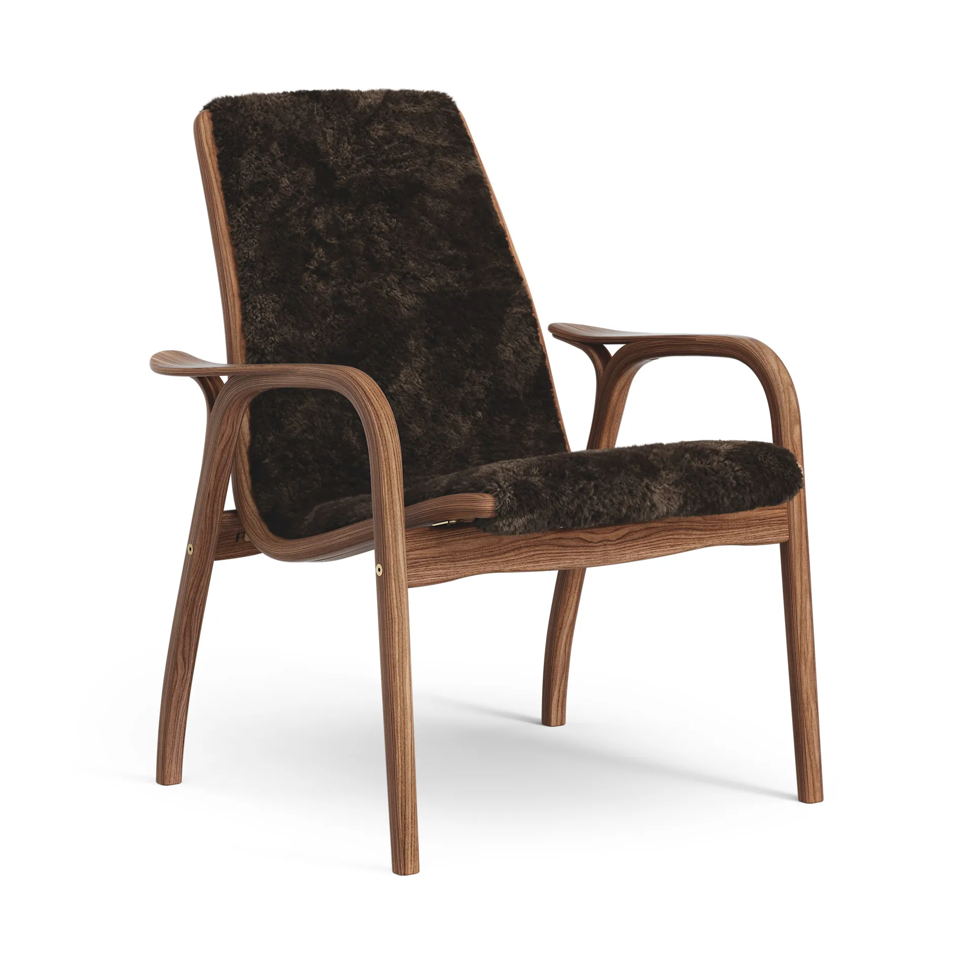 Fauteuil Laminett noyer huilé/peau de mouton, Espresso (marron) Swedese
