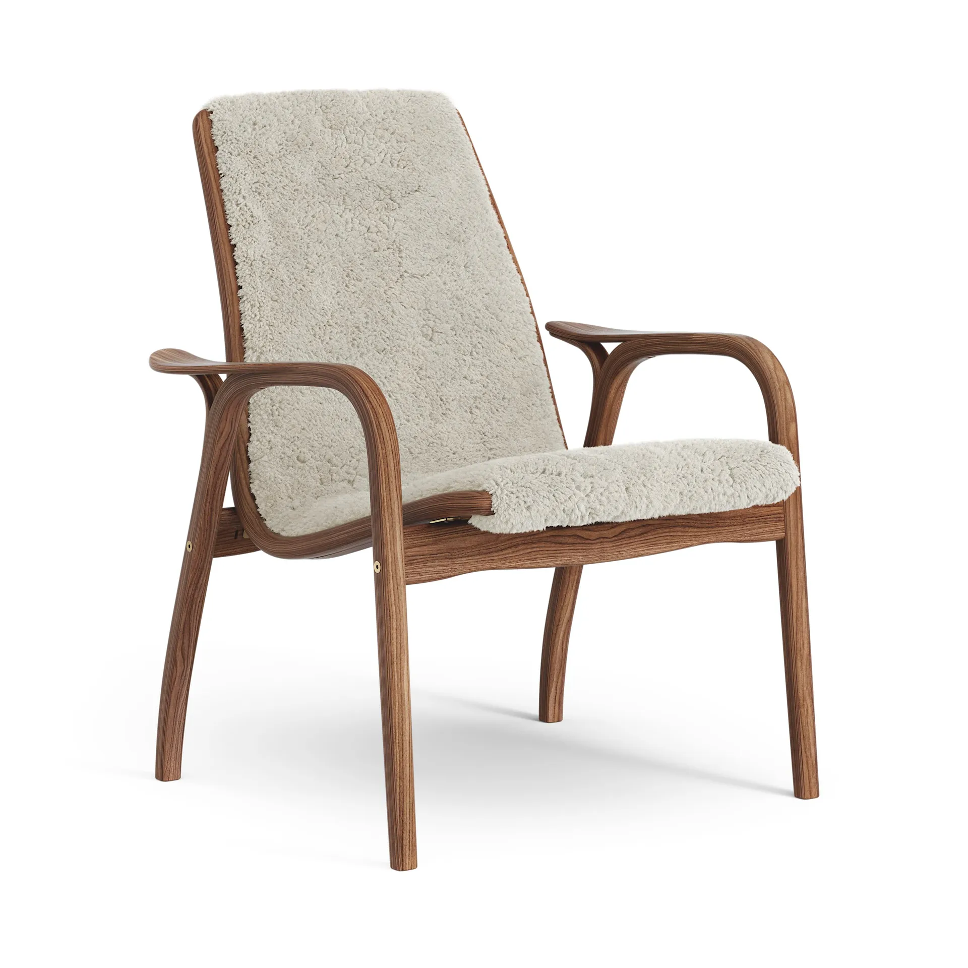 Fauteuil Laminett noyer huilé/peau de mouton, Moonlight (beige) Swedese