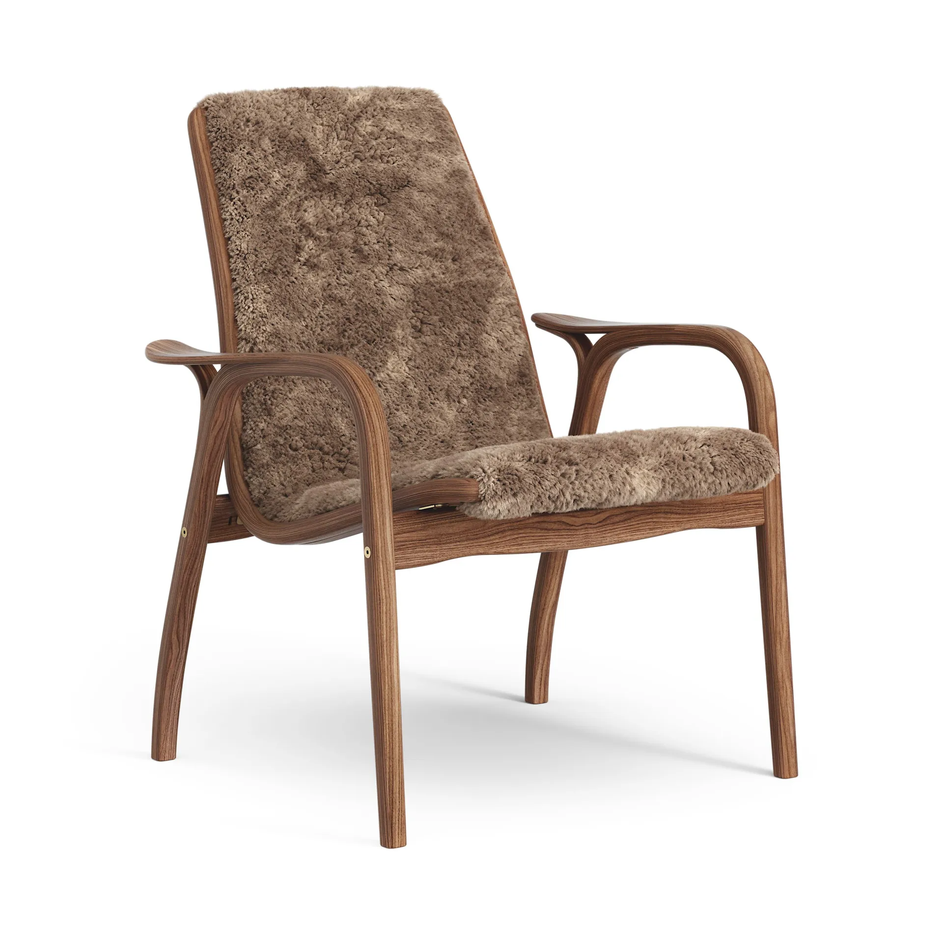 Fauteuil Laminett noyer huilé/peau de mouton, Sahara (marron nougat) Swedese